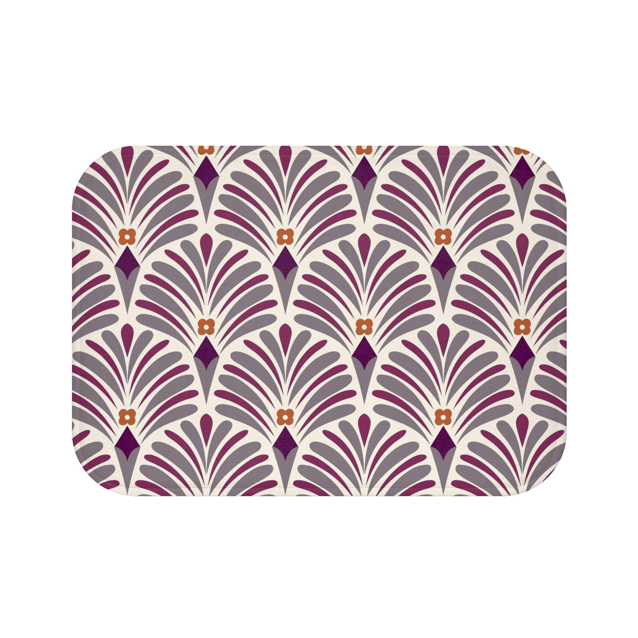 Art Deco Nouveau Bath Mat | Purple Grey Kitchen Mat