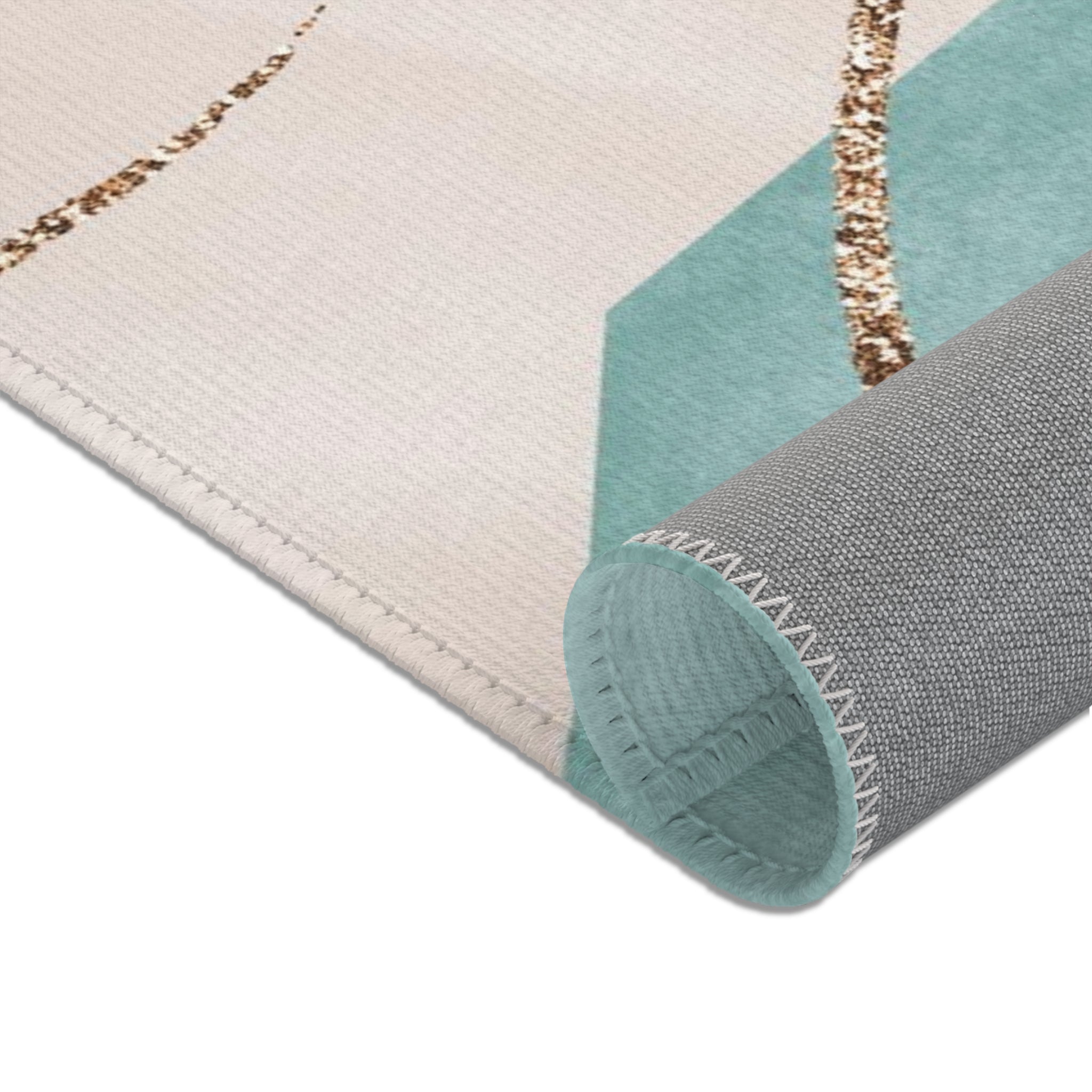 Abstract Boho Area Rug | Teal Pastel Pink Beige Minimalist