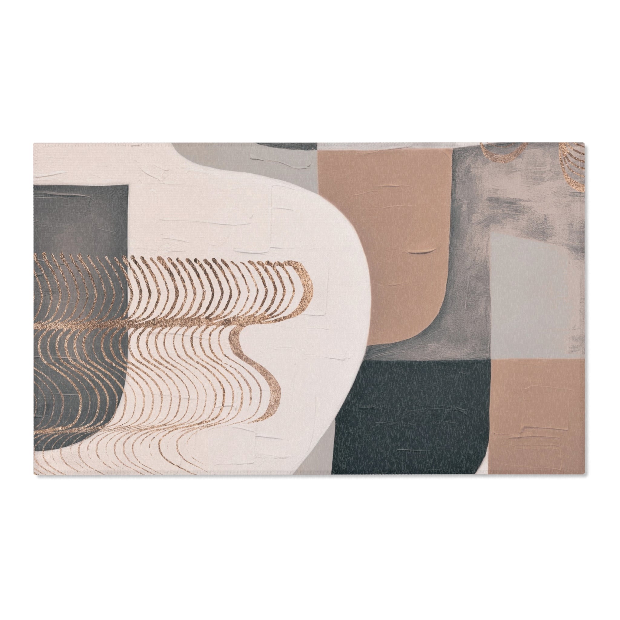 Modern Area Rug | Abstract Geometric Earthy Grey Beige