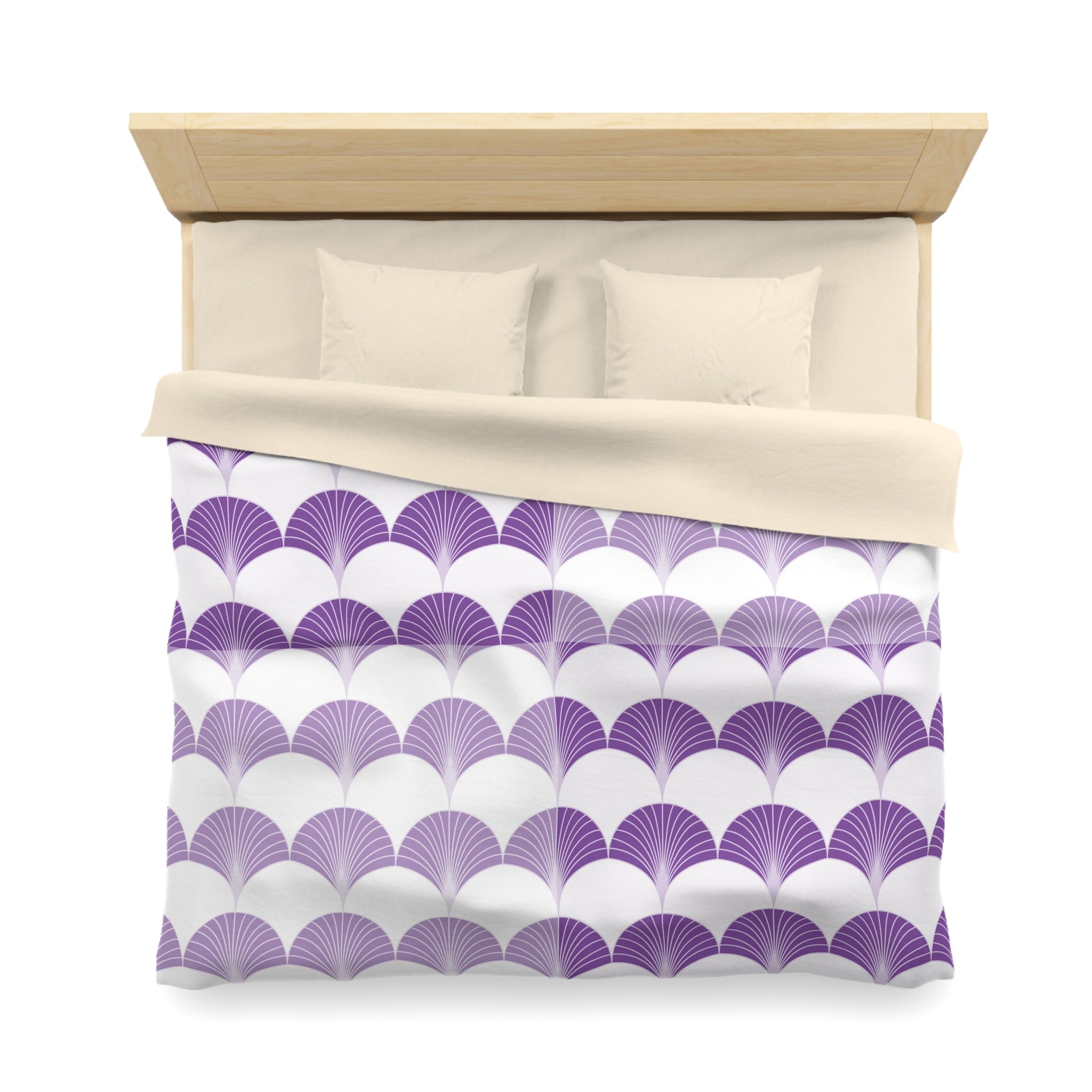 Art Deco Duvet Cover | Fan, Lavender Purple, White | Bedroom Decor
