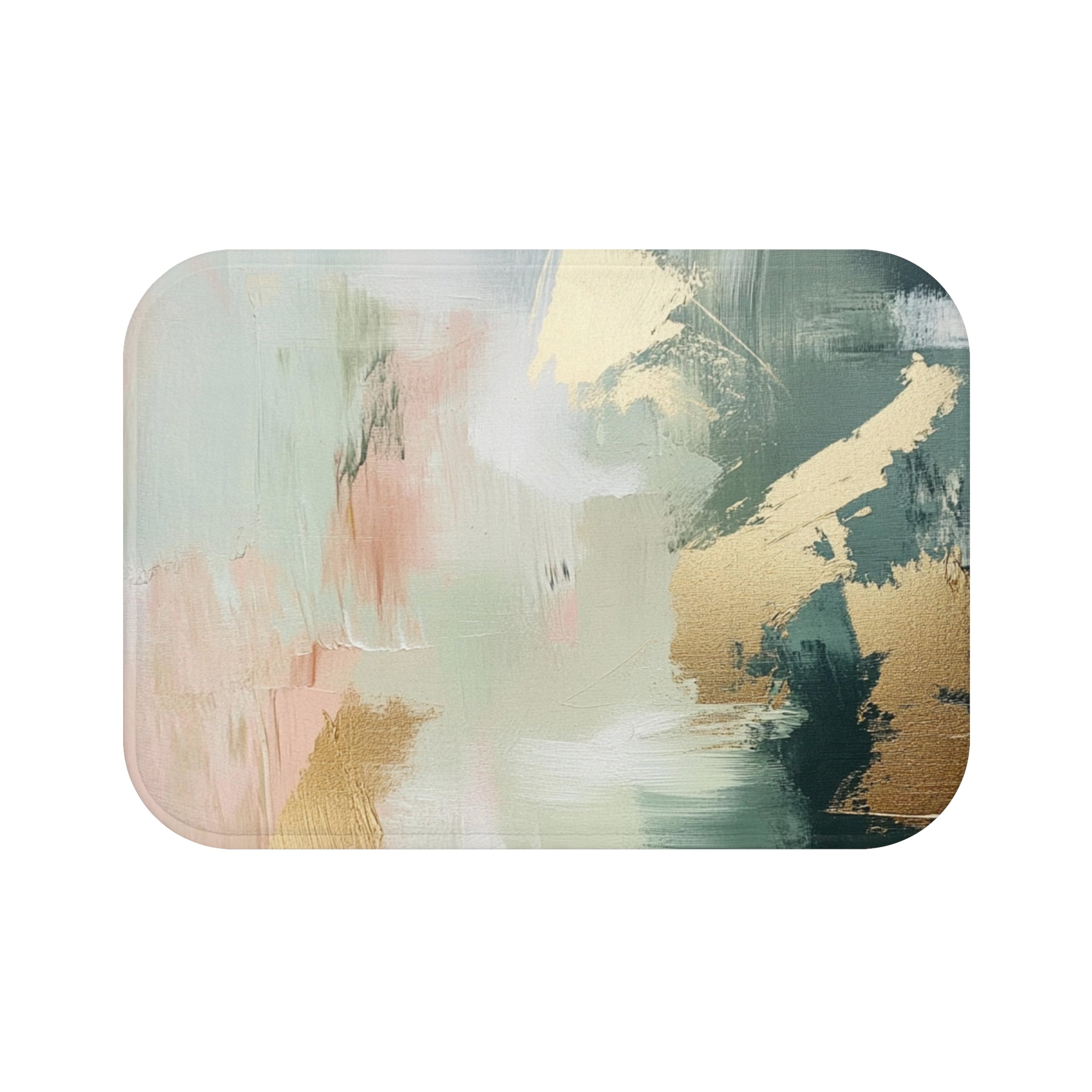 Abstract Bath Mat | Green Watercolor Geometric Kitchen Mat