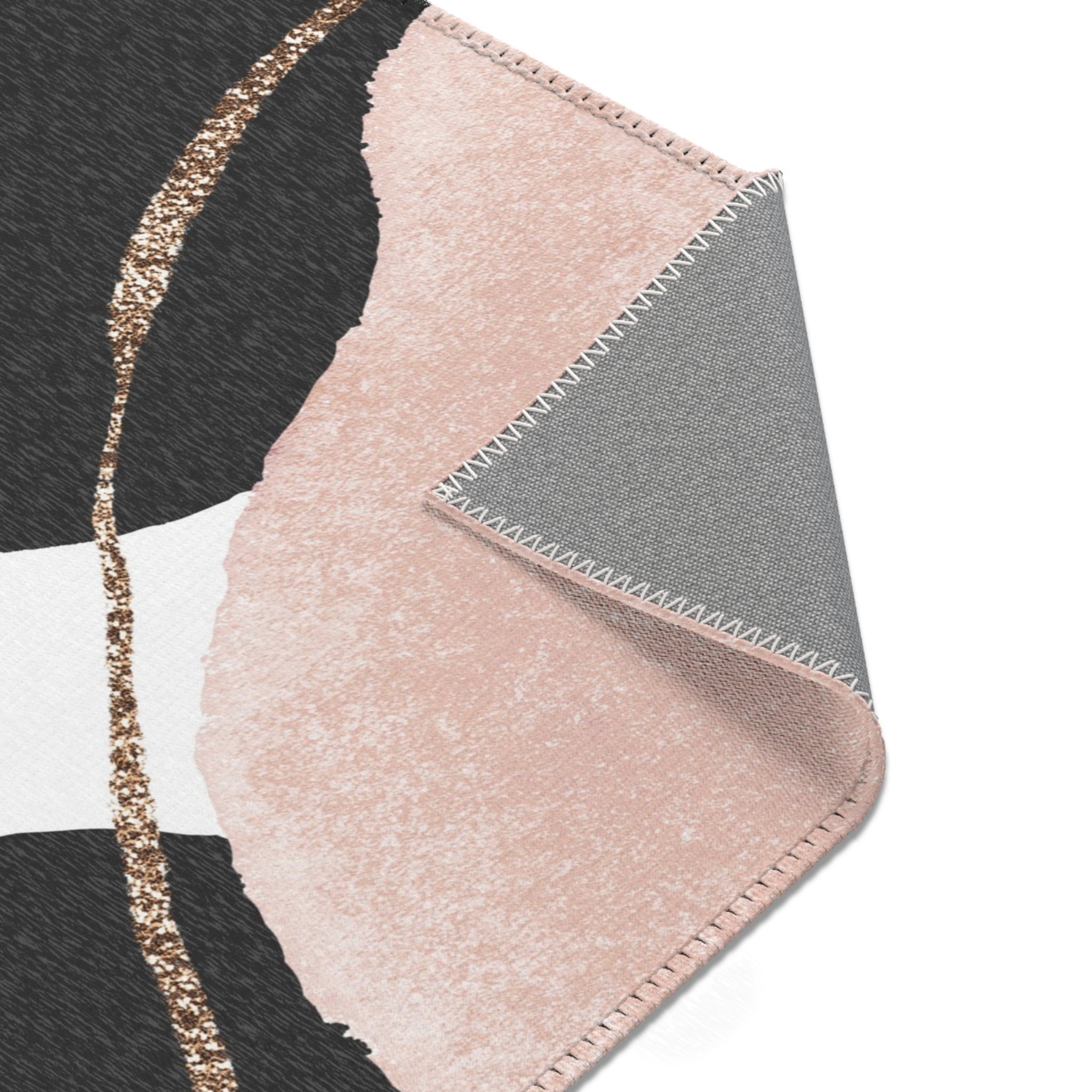 Abstract Area Rug | Blush Pink Black