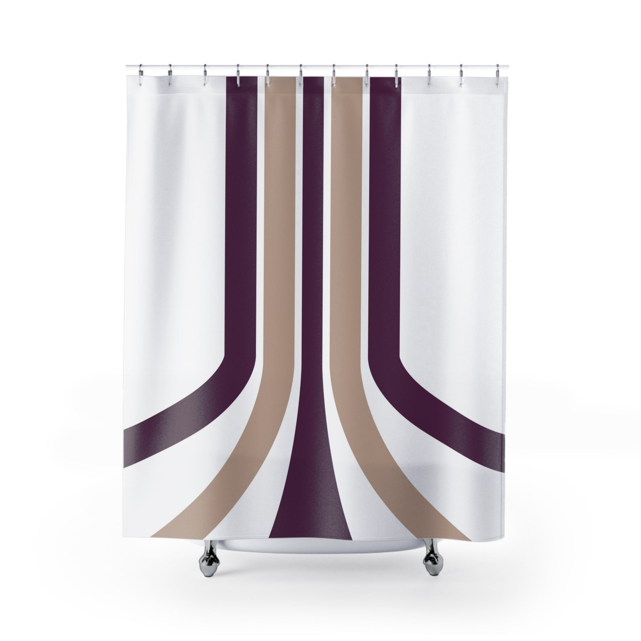 Minimalist Shower Curtain | Retro White Purple Beige