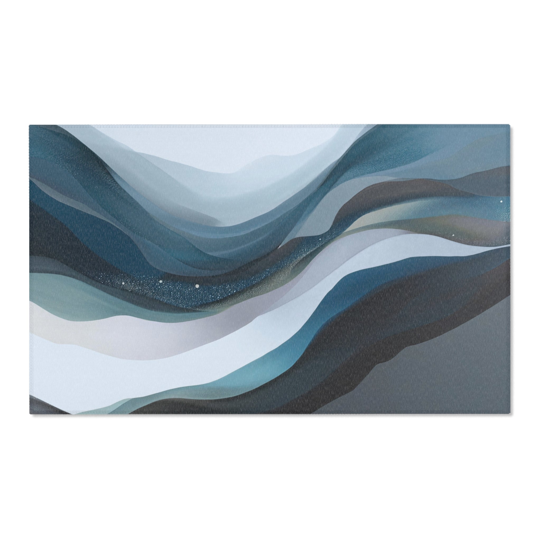 Abstract Area Rug | Blue Grey Landscape Ombre