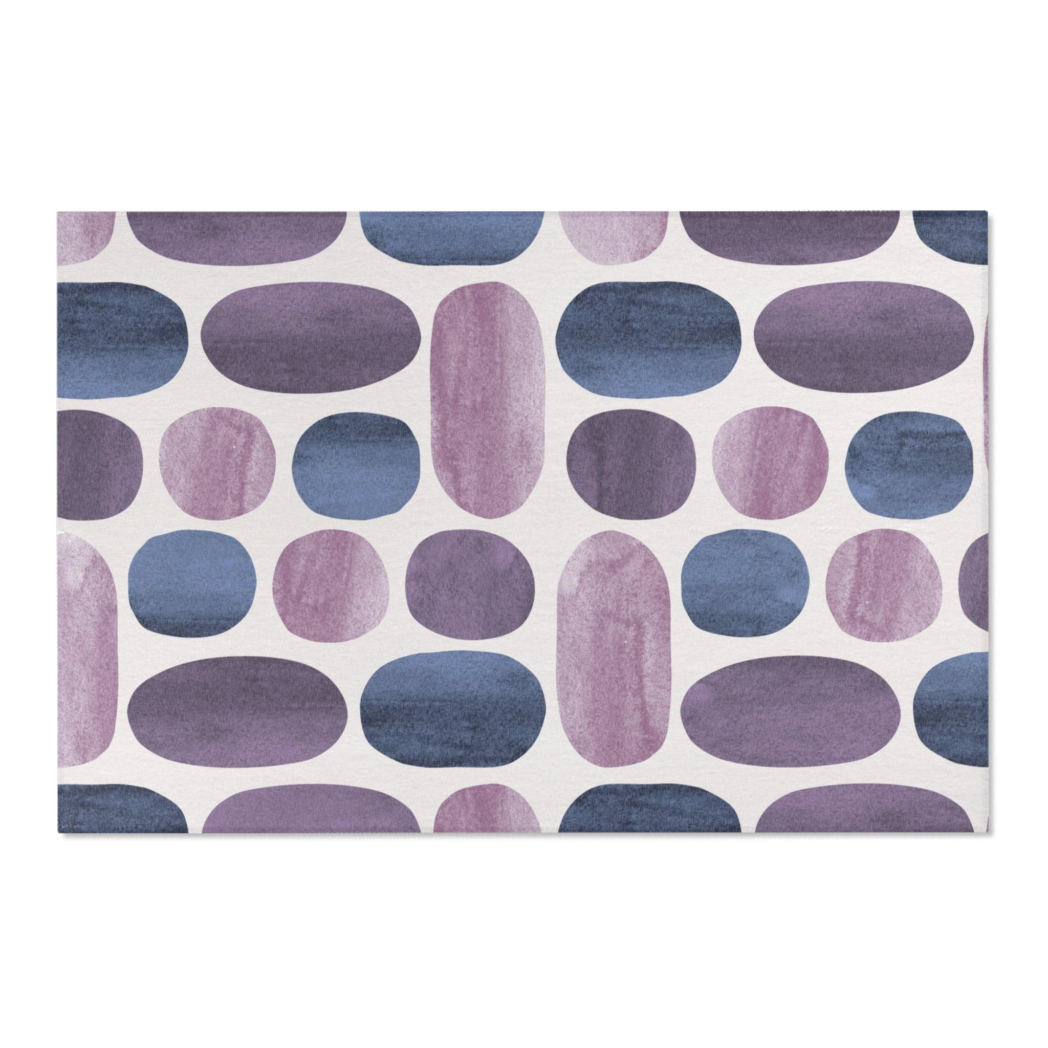 Abstract Boho Area Rug | Navy Blue, Lavender Lilac Purple Watercolor