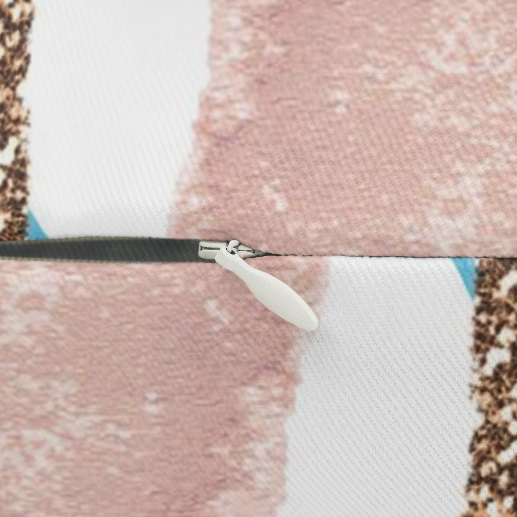 Abstract Lumbar Pillow | Blush Pink, White Blue