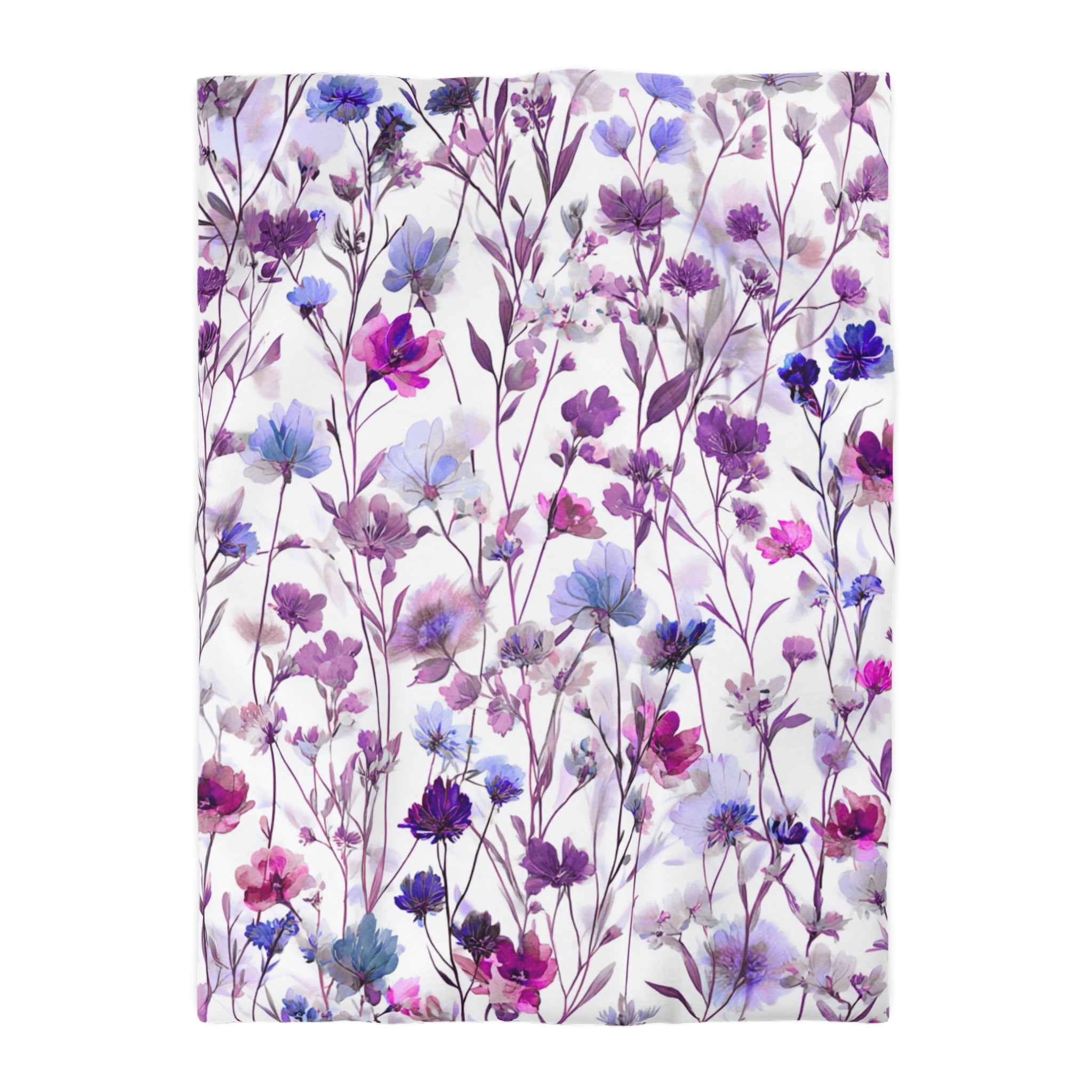 Floral Modern Duvet, Pillow Cover | White Lavender Bedroom Decor