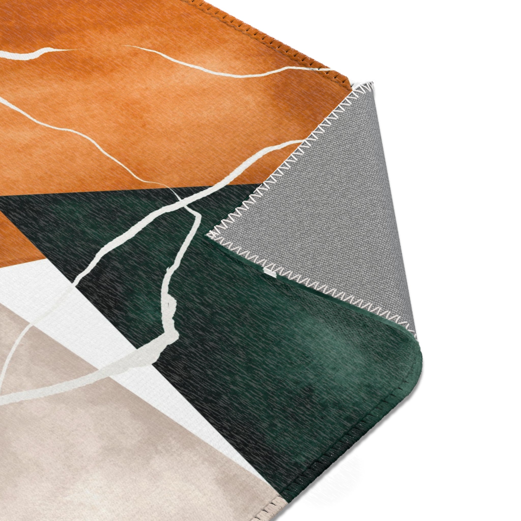 Abstract Area Rug | Watercolor Burnt Orange Sage Green White