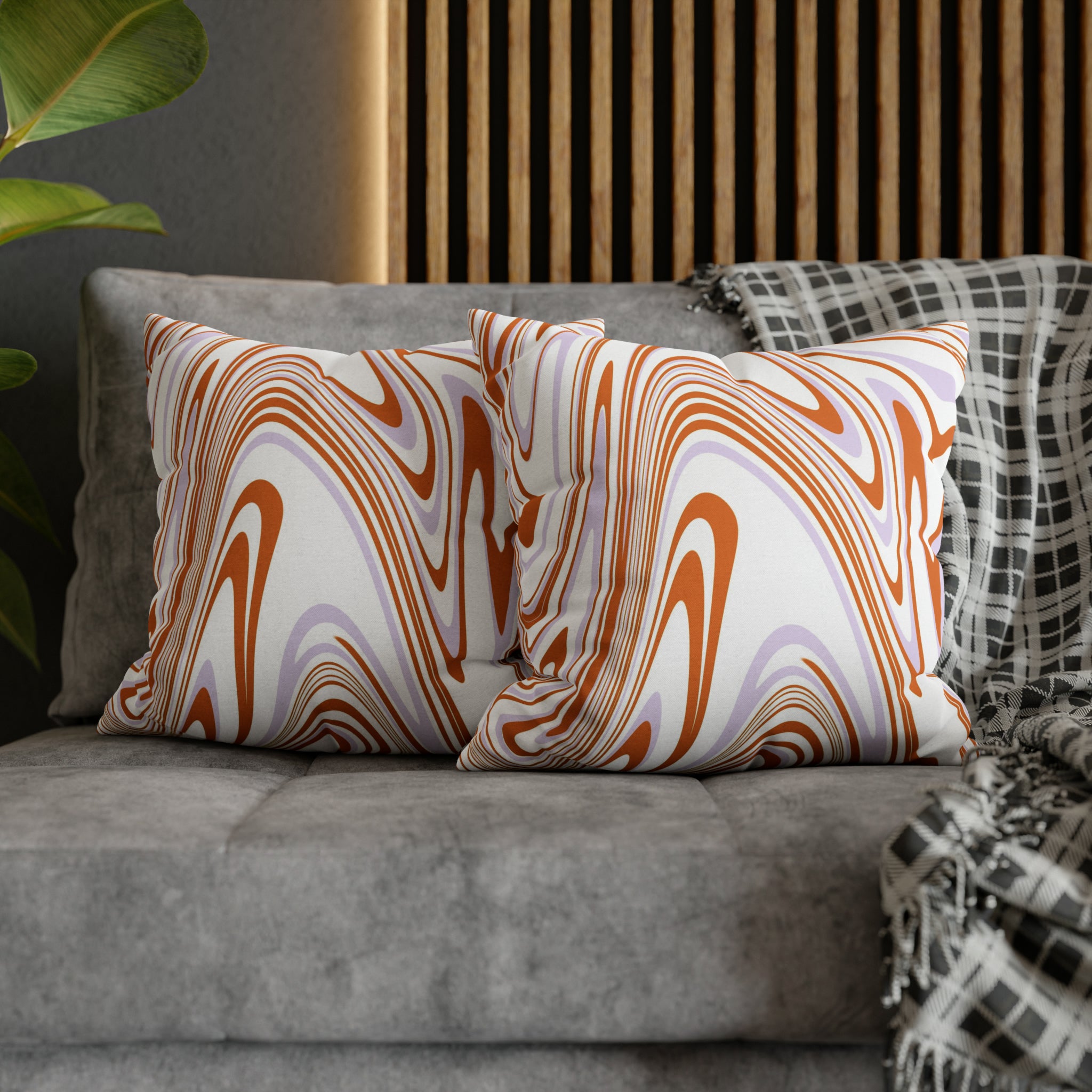 Abstract Pillow Cover | Retro Orange Lavender White