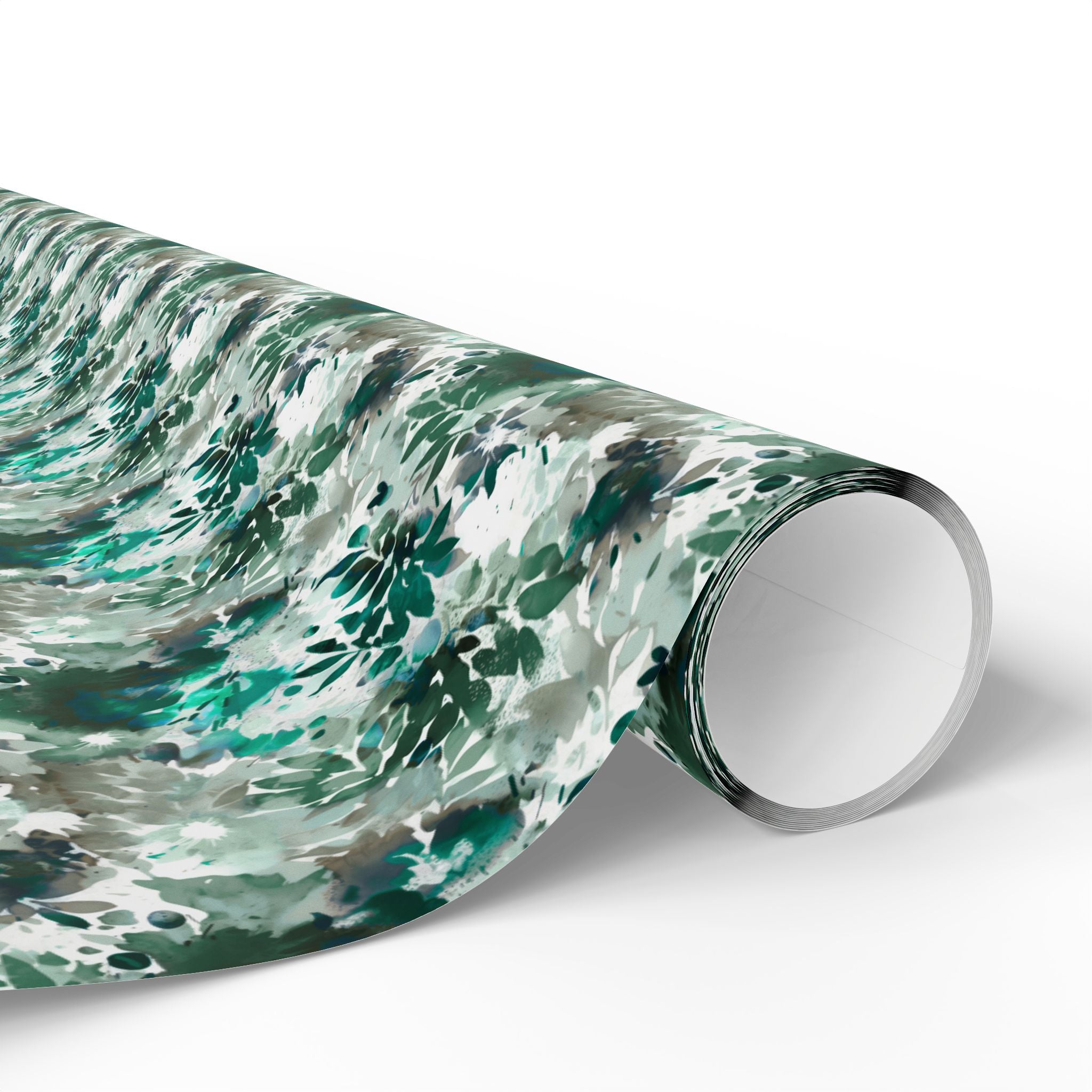 Abstract Leaves Wrapping Paper | Emerald Green Floral Gift Wrap for the Holidays, Birthdays
