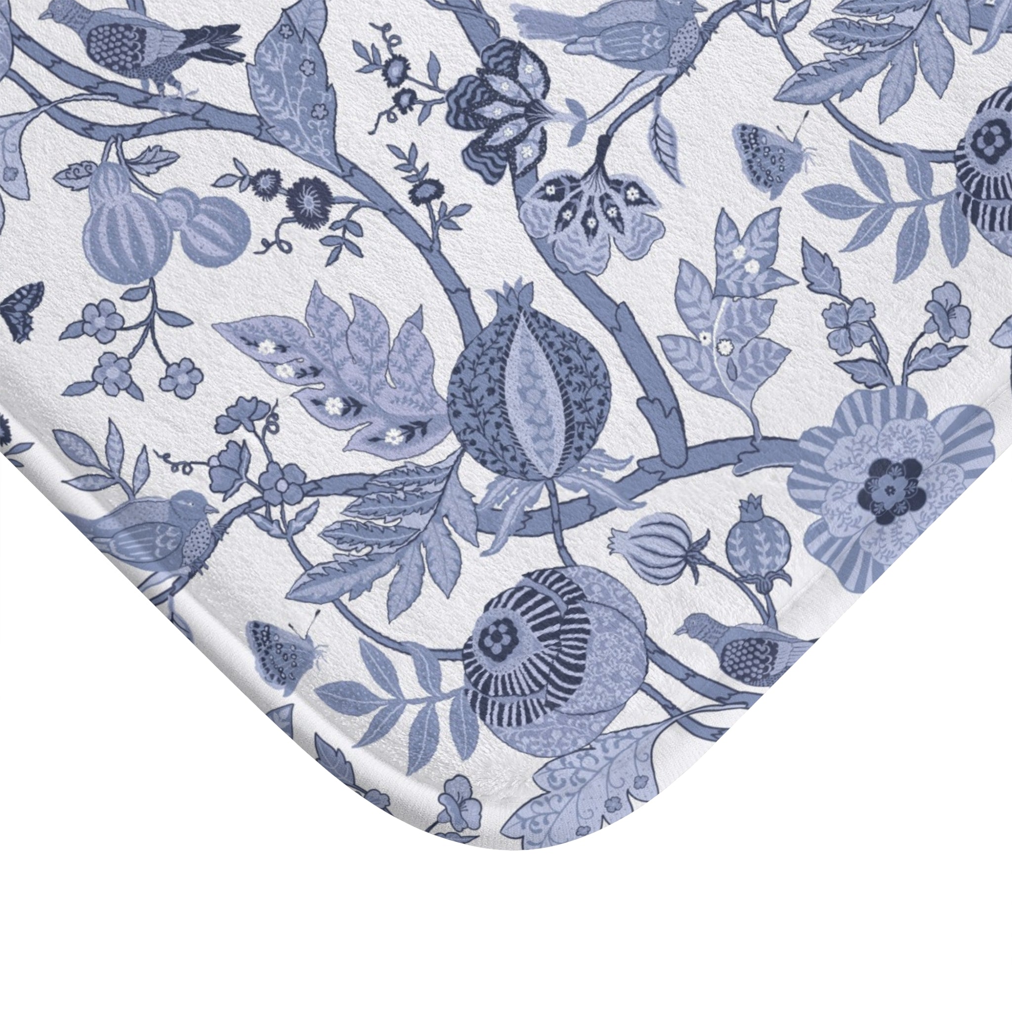 Chinoiserie Bath Mat | Blue White Floral Kitchen Mat