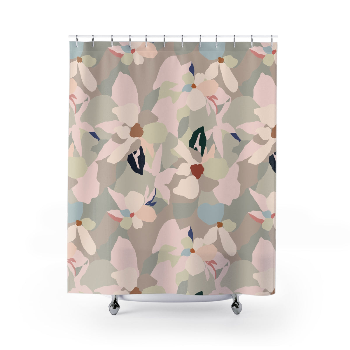 Blush Beige Abstract Petal Shower Curtain, Bath Curtain 71x74