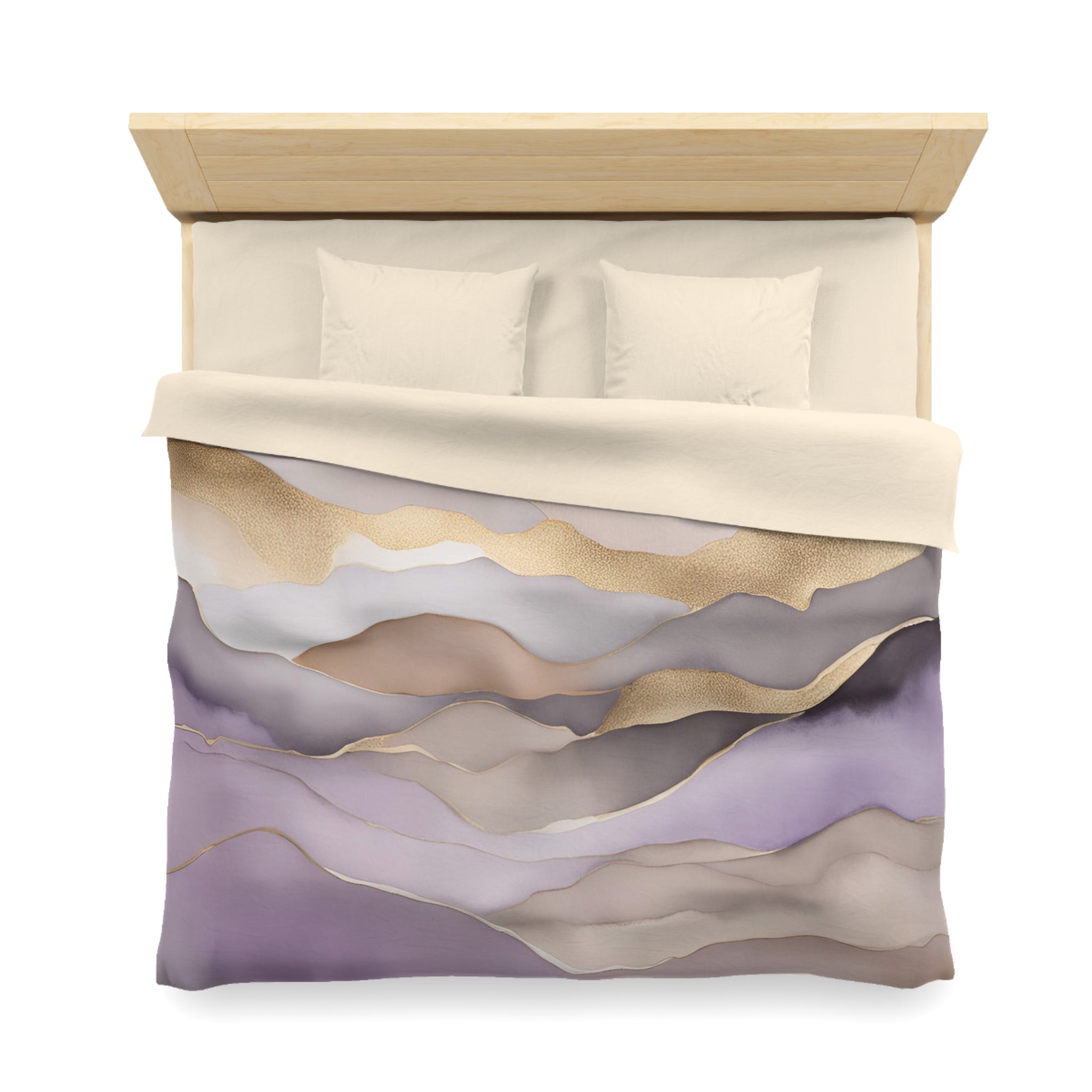 Abstract Duvet Cover | Lavender Purple, Taupe Gold Beige | Bedroom Decor