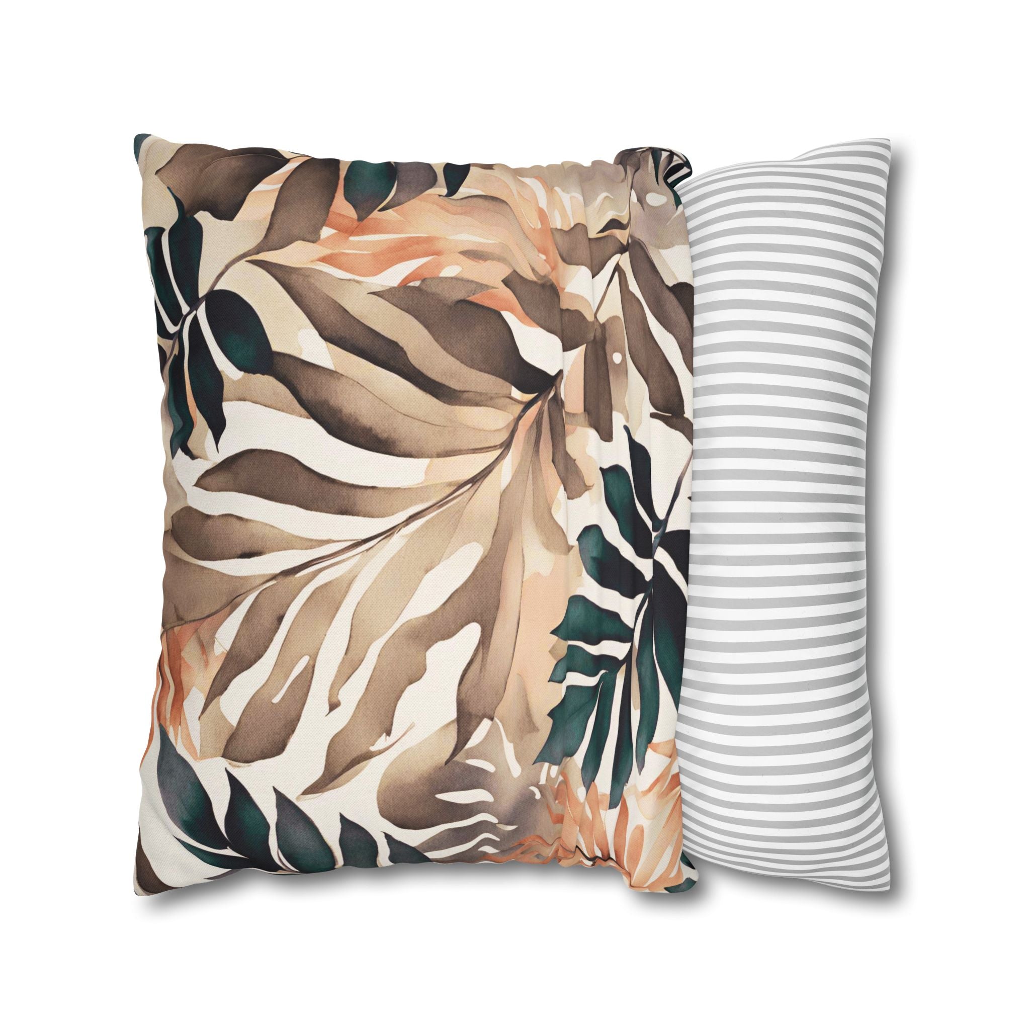 Abstract Pillow Cover | Jungle Beige Green Leaves Pillowcase