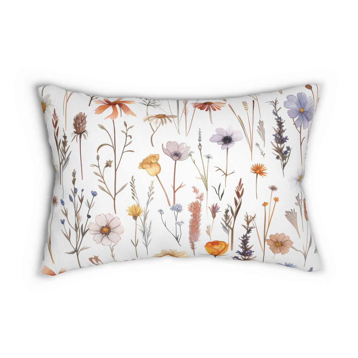 Boho Lumbar Pillow | Orange Lavender Wildflower Floral
