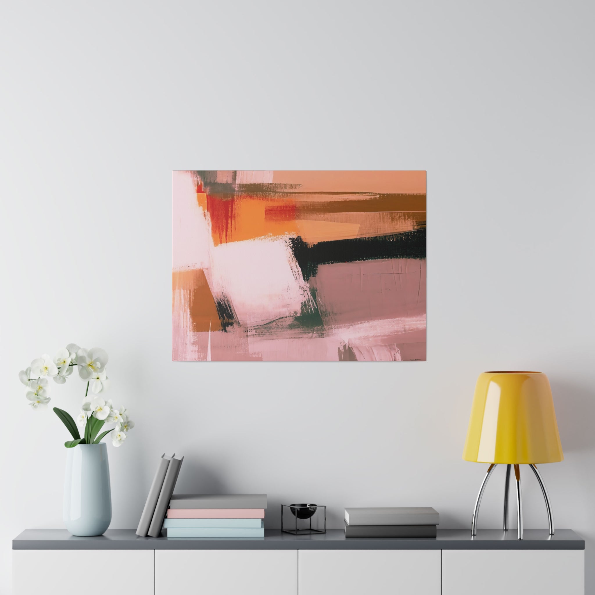 Abstract Artwork | Canvas Wall Art | Pink Peach Black