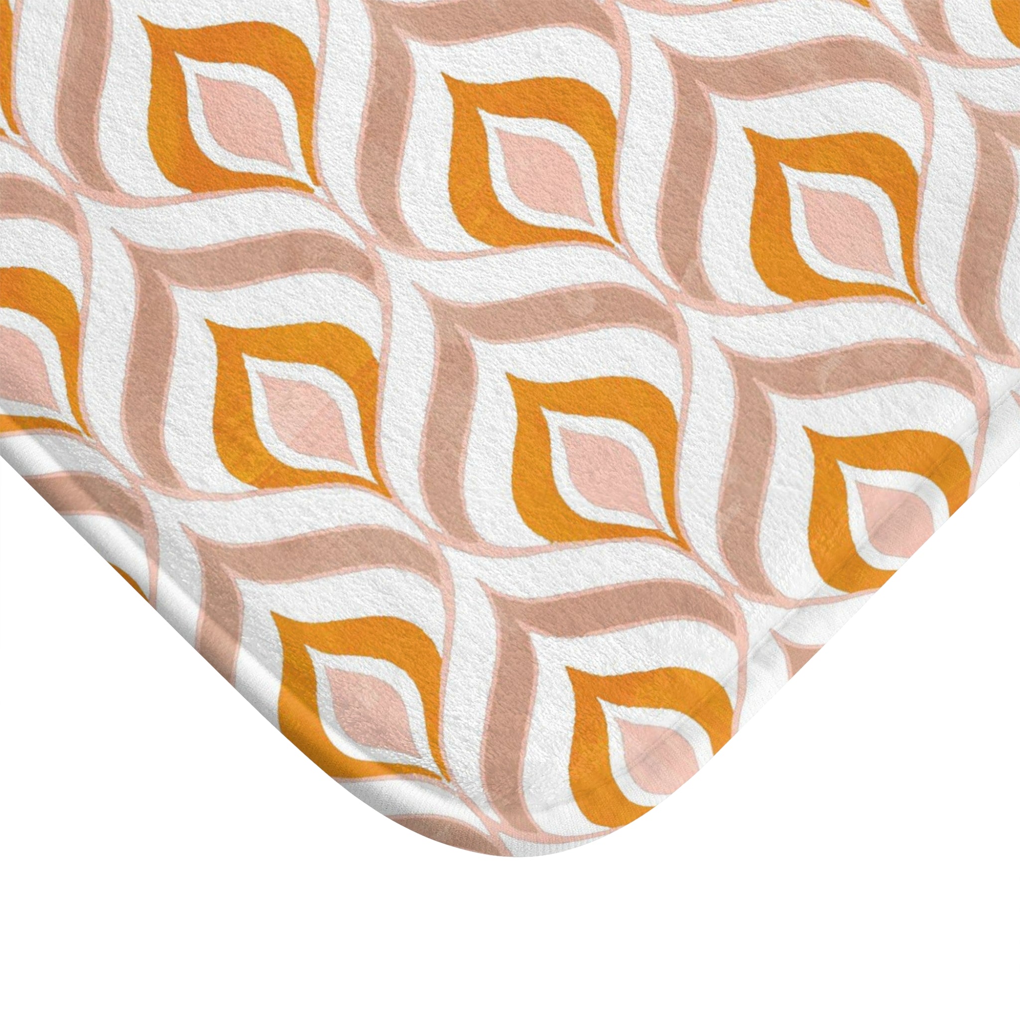 Boho Abstract Bath, Kitchen Mat, Rug | White, Blush Pink, Burnt Orange