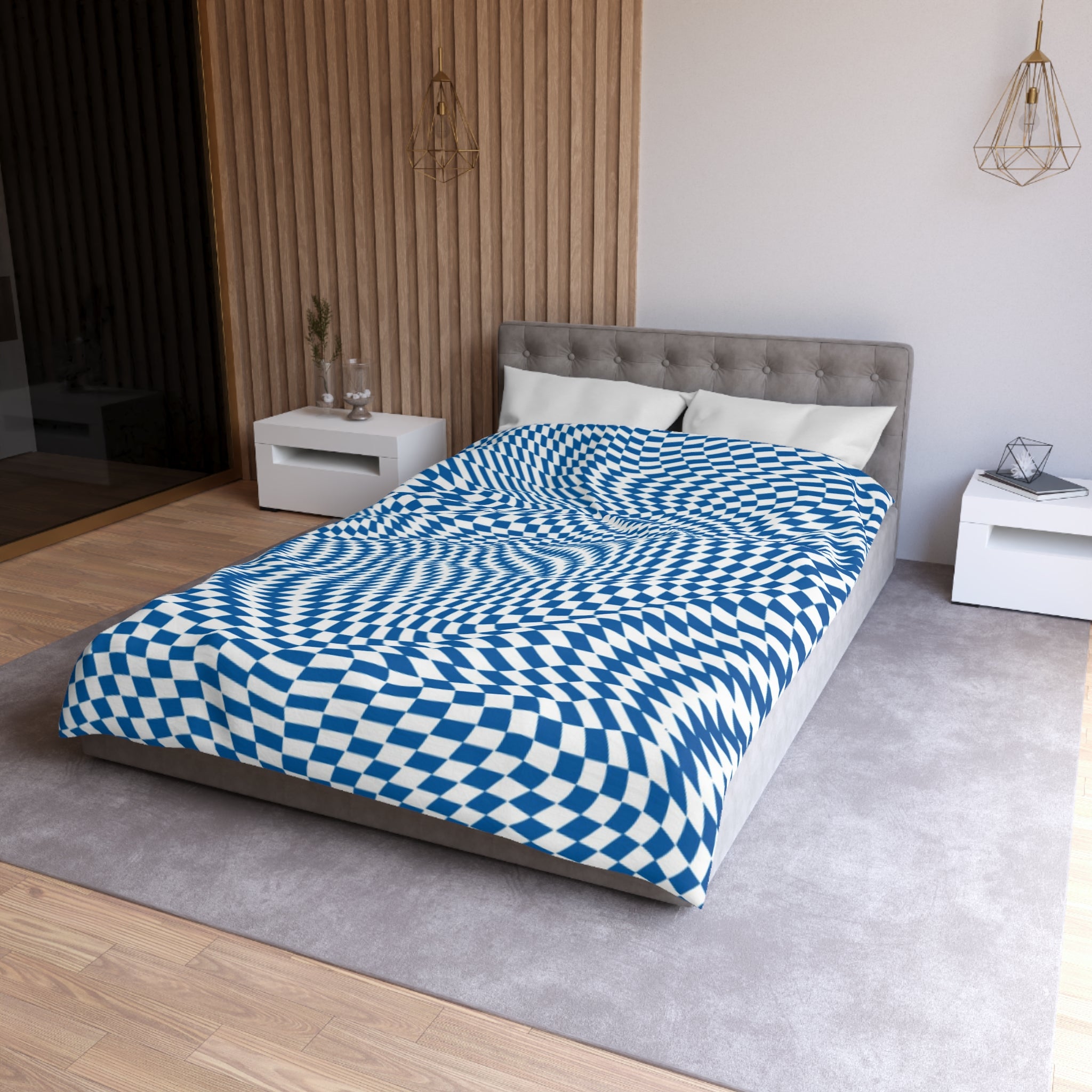 Retro Checkered Duvet Cover | Blue and white | Bedroom Decor