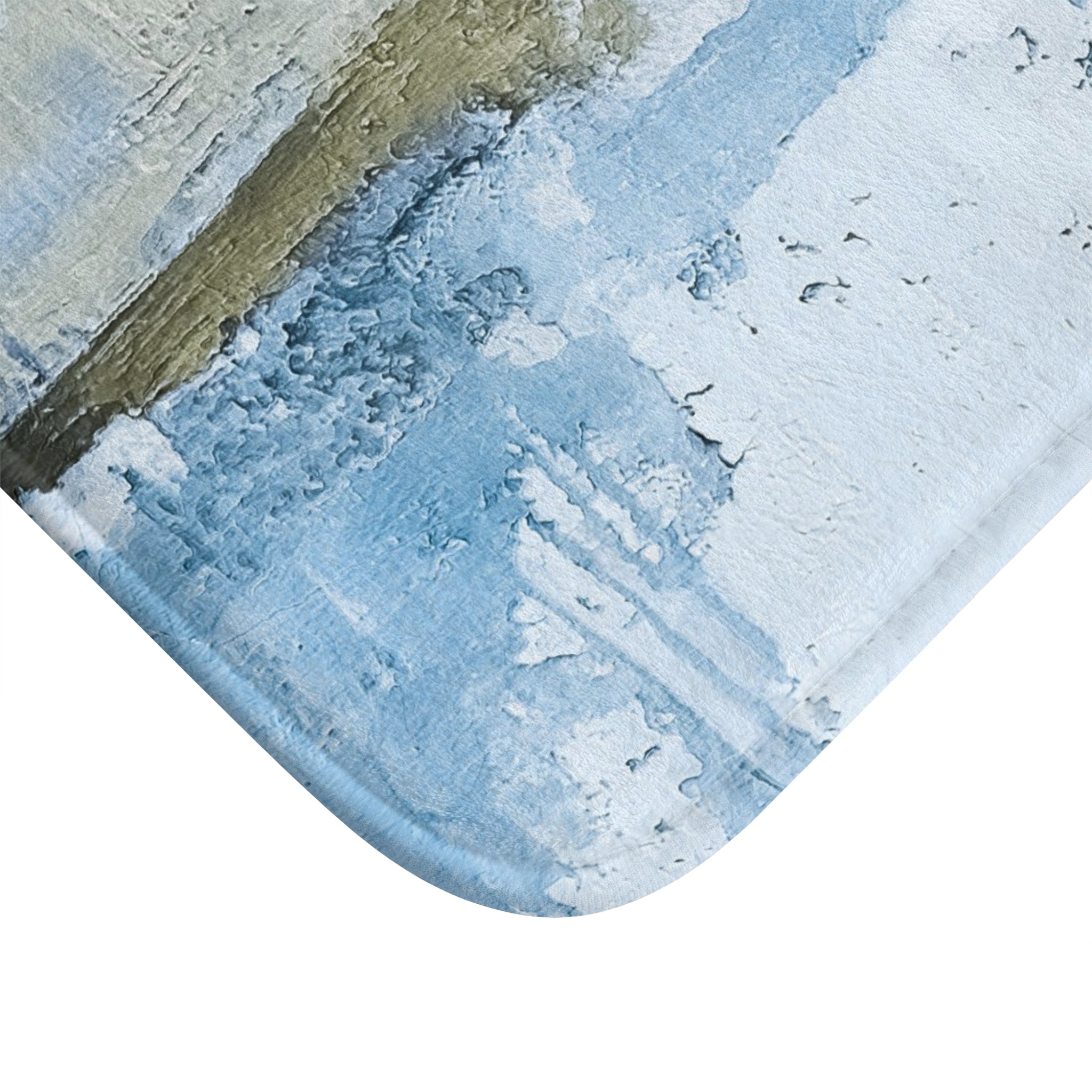 Abstract Bath Mat | Rustic Wall Sky Blue, Sage Green Kitchen Mat