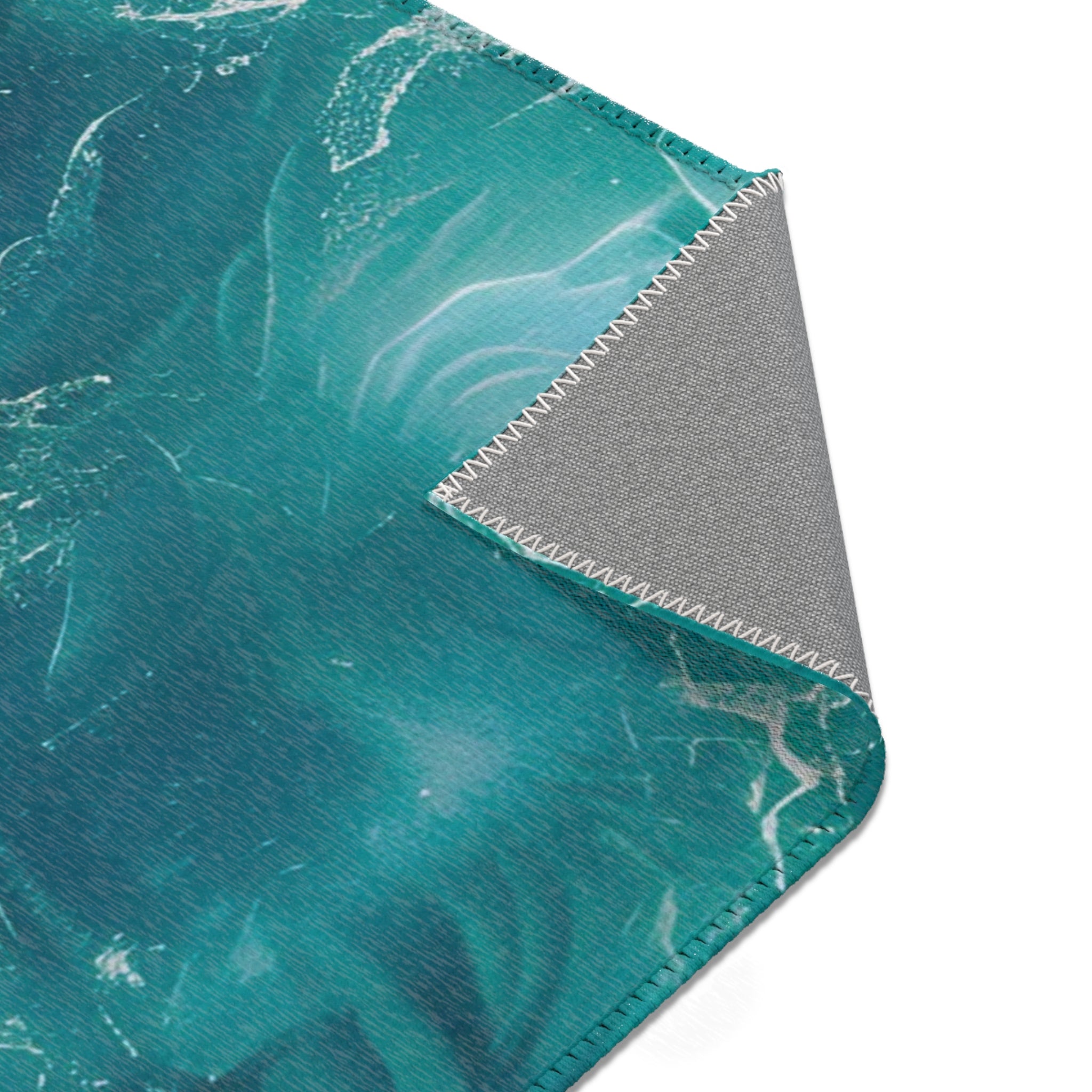 Abstract Area Rug | Teal Green Ocean Watercolor