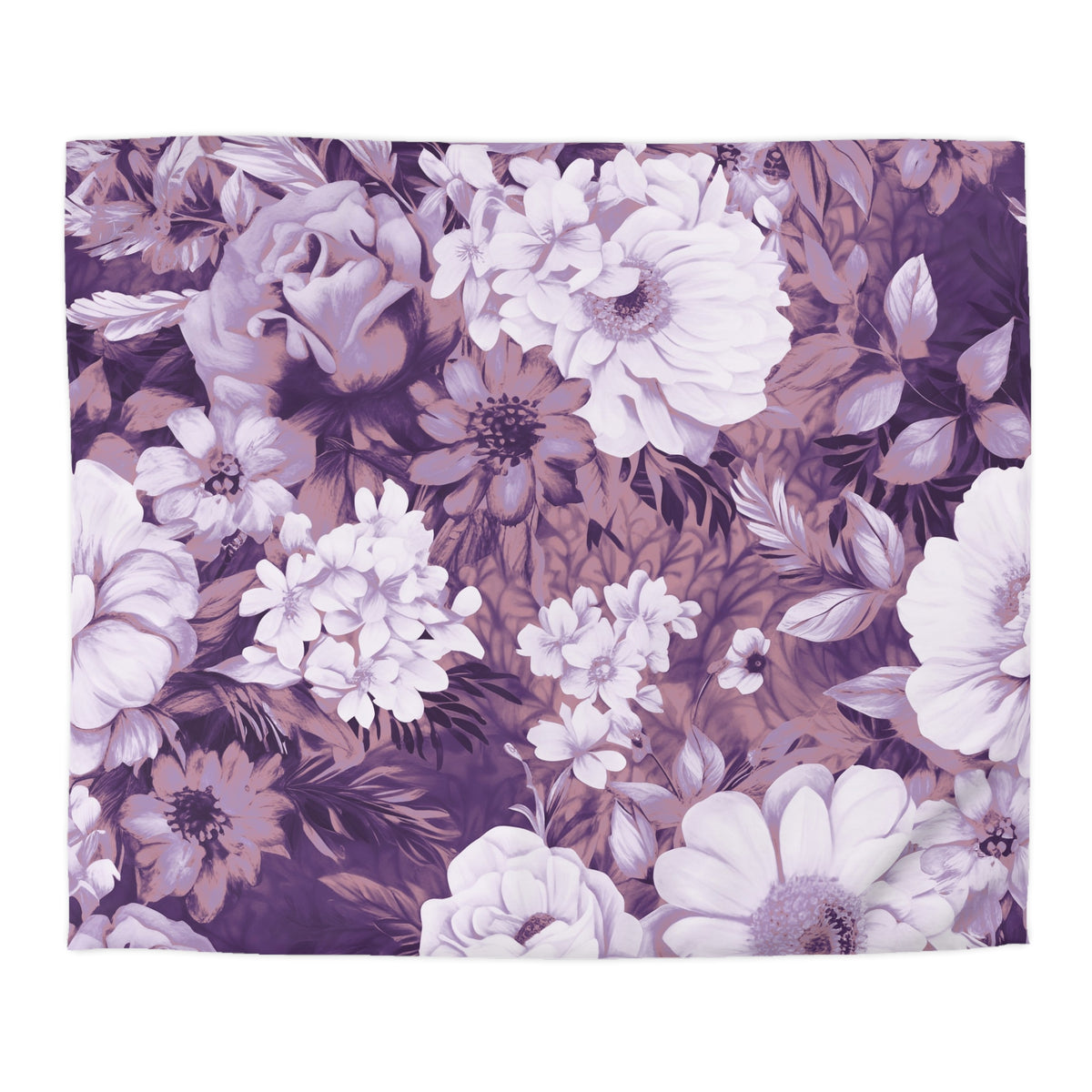 Purple Vintage Floral Duvet Cover | Plum Lilac Peony Rose Bedding