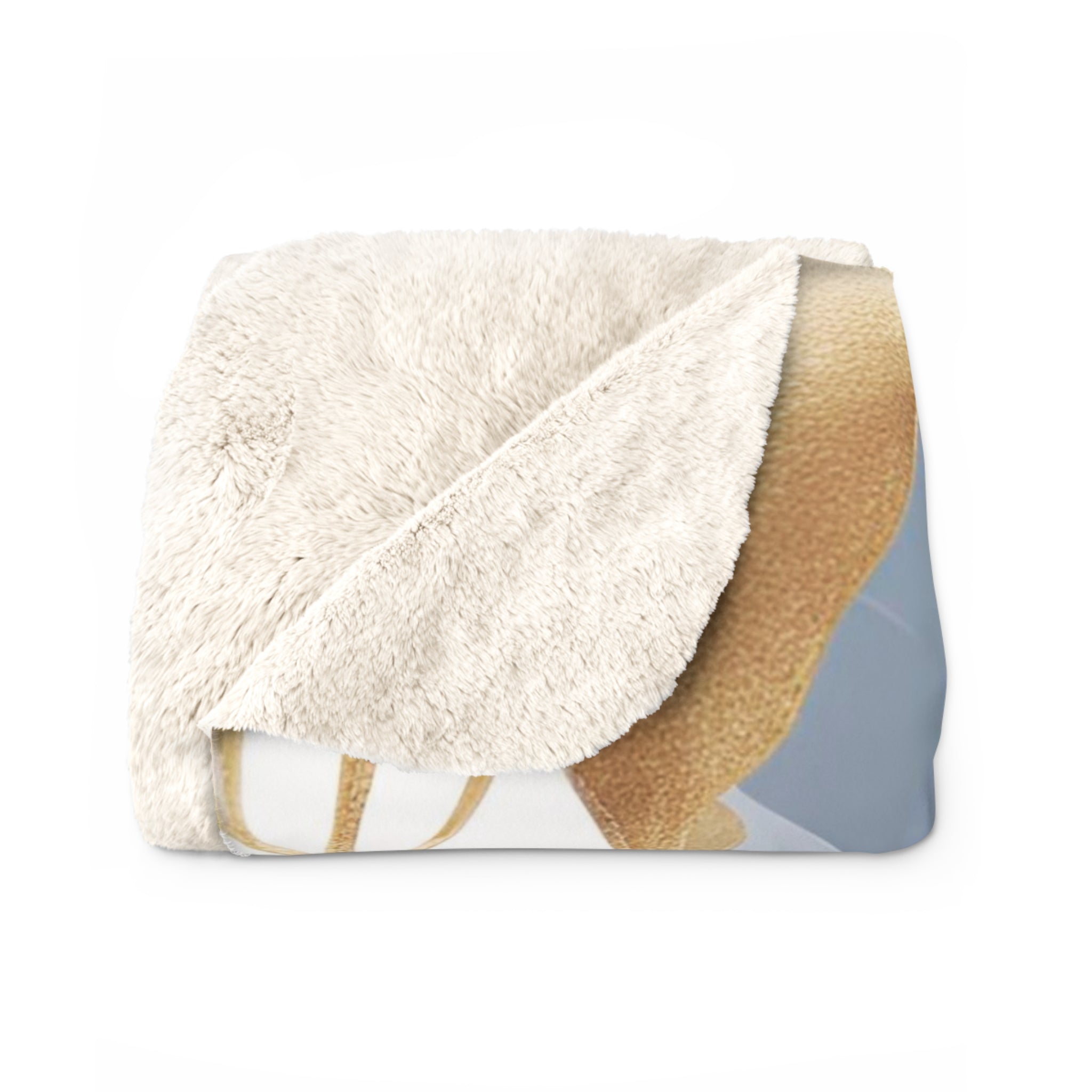 Abstract Floral Throw Blanket | Pale Blue, White Beige Leaves