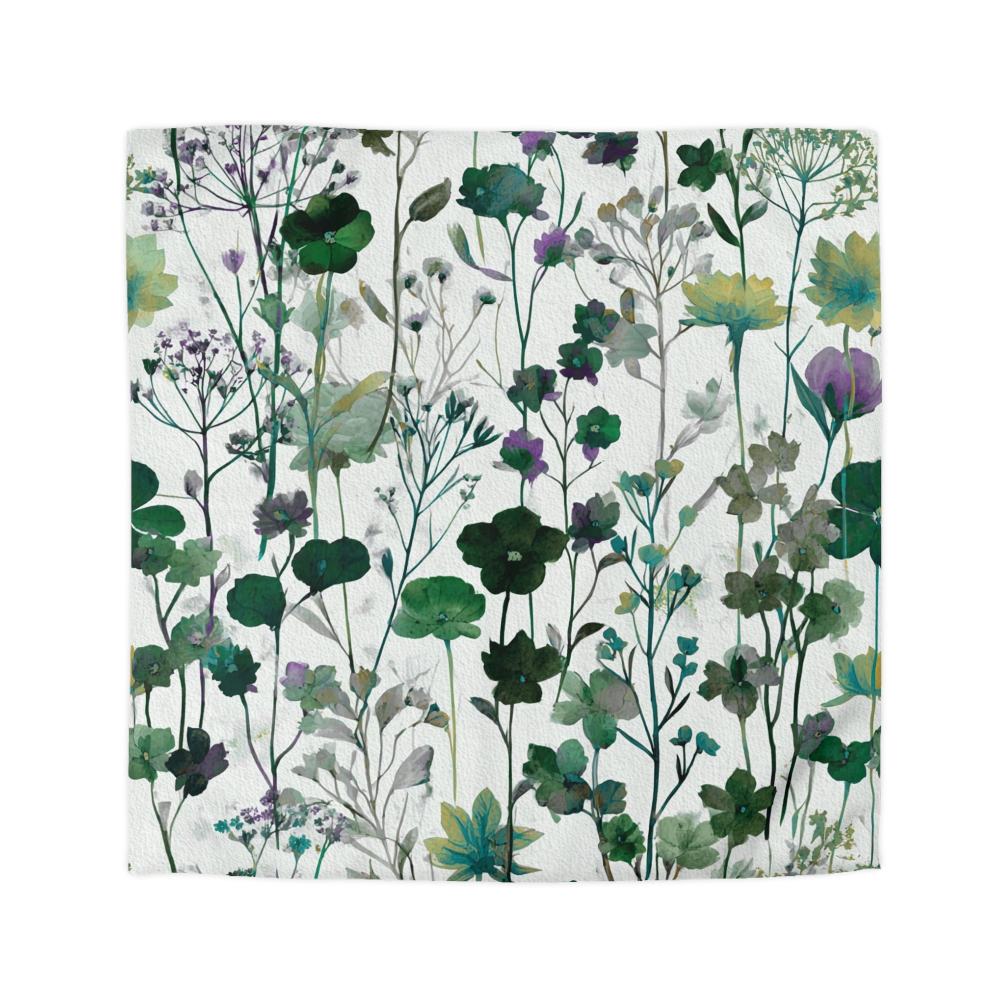 Floral Modern Duvet, Pillow Cover | White Green Bedroom Decor