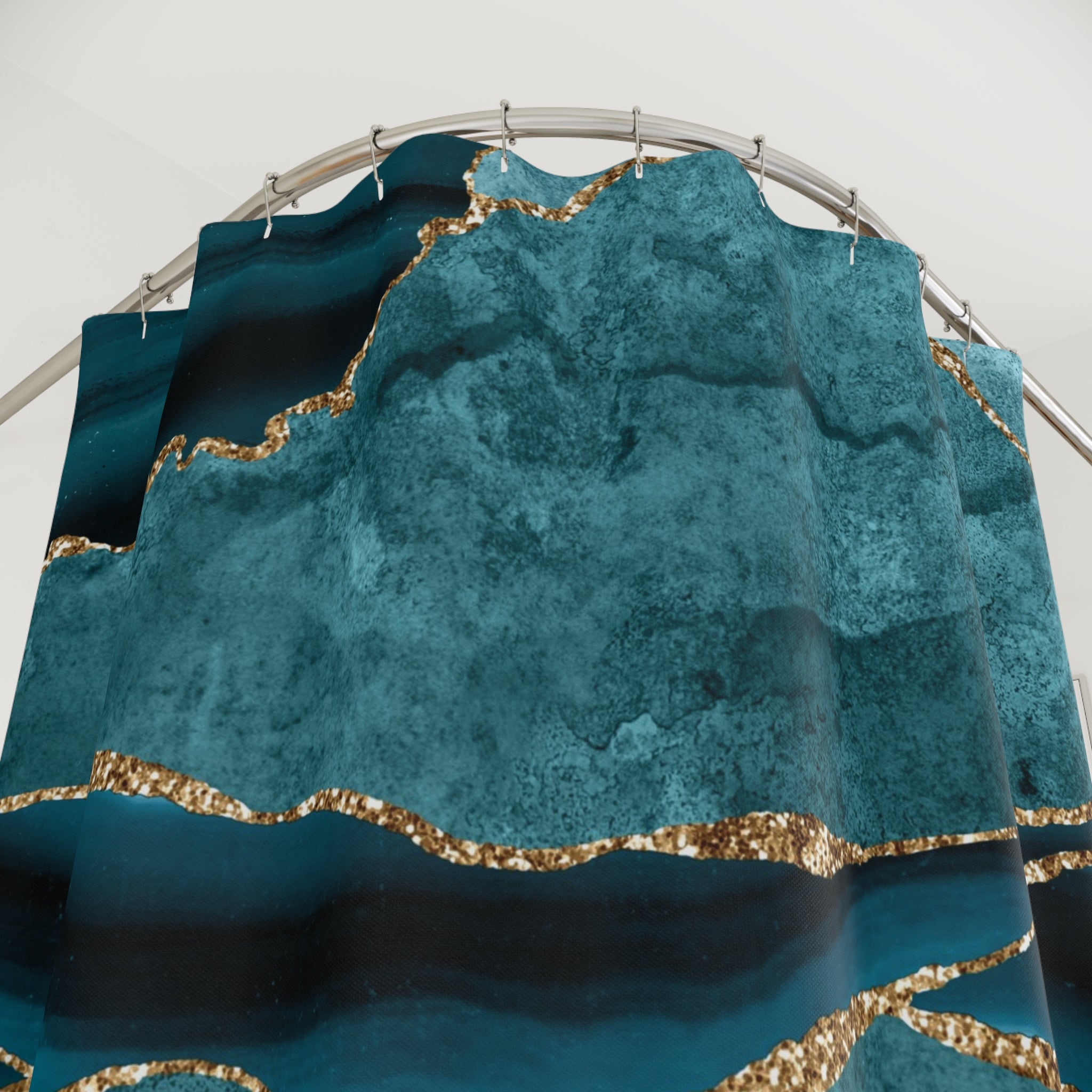 Retro Shower Curtain | Blue Marble Print