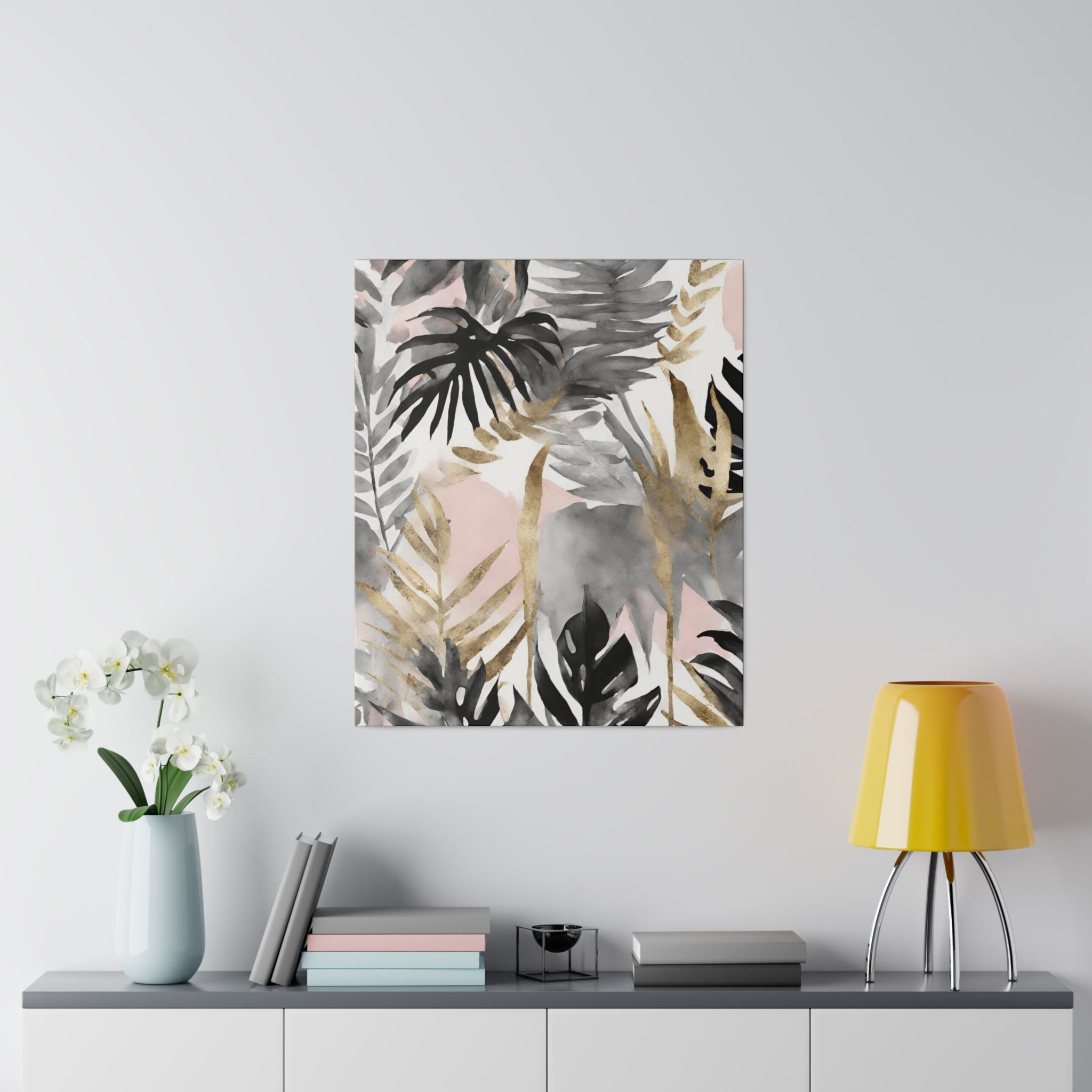 Floral Canvas Wall Art | Black Grey Pink Wall Artwork