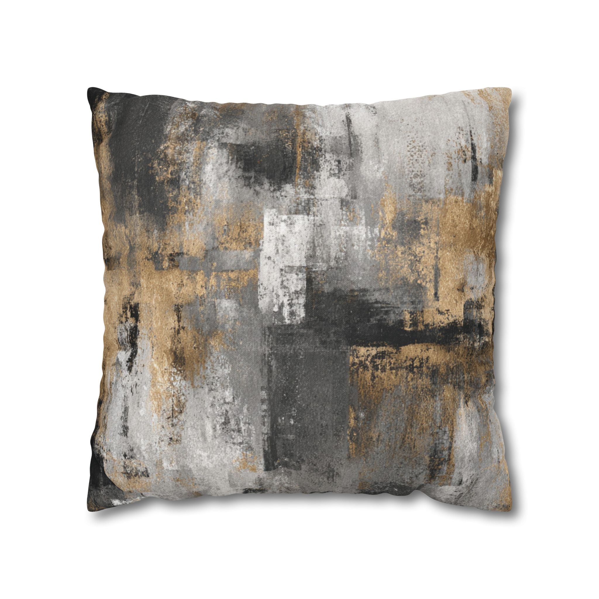 Abstract Throw Pillow Cover | Dark Grey, Beige