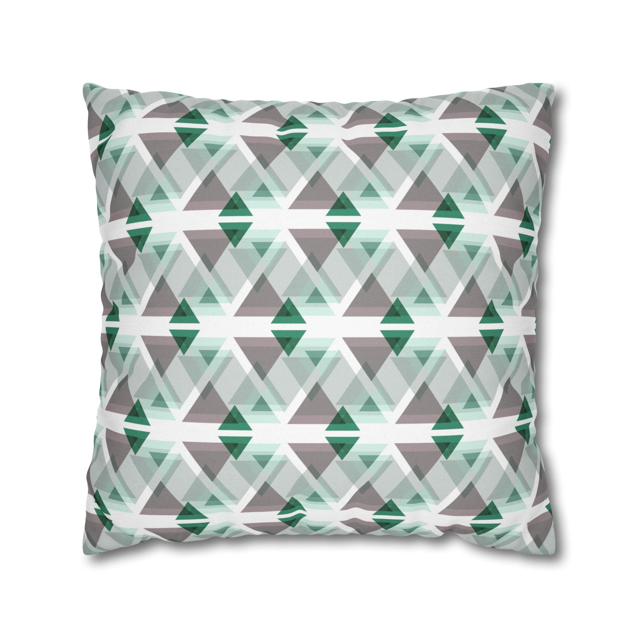 Abstract Pillow Cover | Geometric Green Grey White Pillowcase
