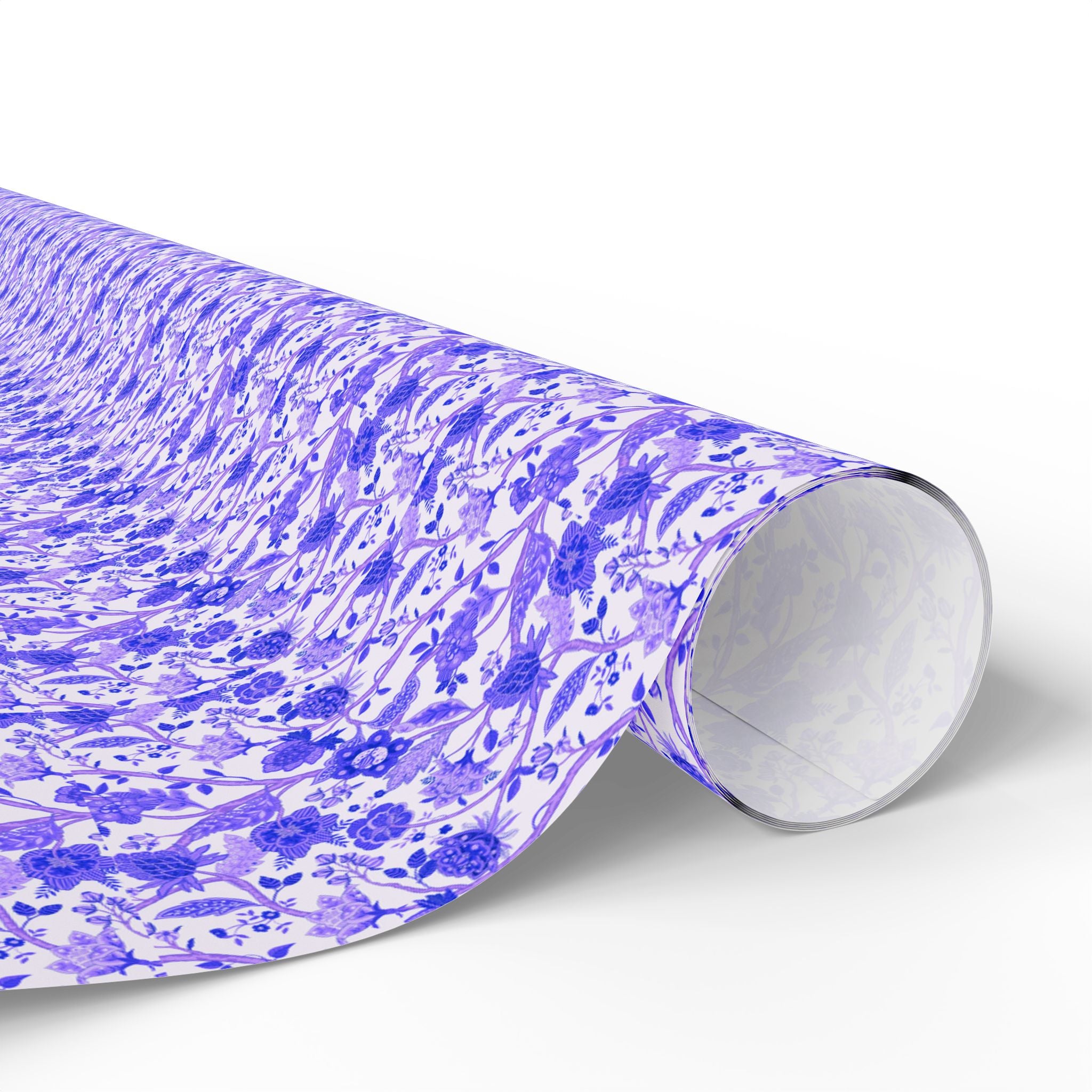 Floral Wrapping Paper, Lavender Blue Chinoiserie for the Holidays, Birthdays