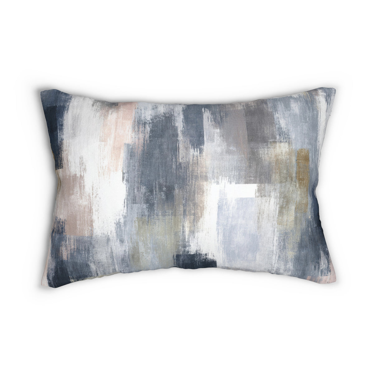 Navy Slate Blush Abstract Lumbar Pillow 14x20, Modern Accent Pillow