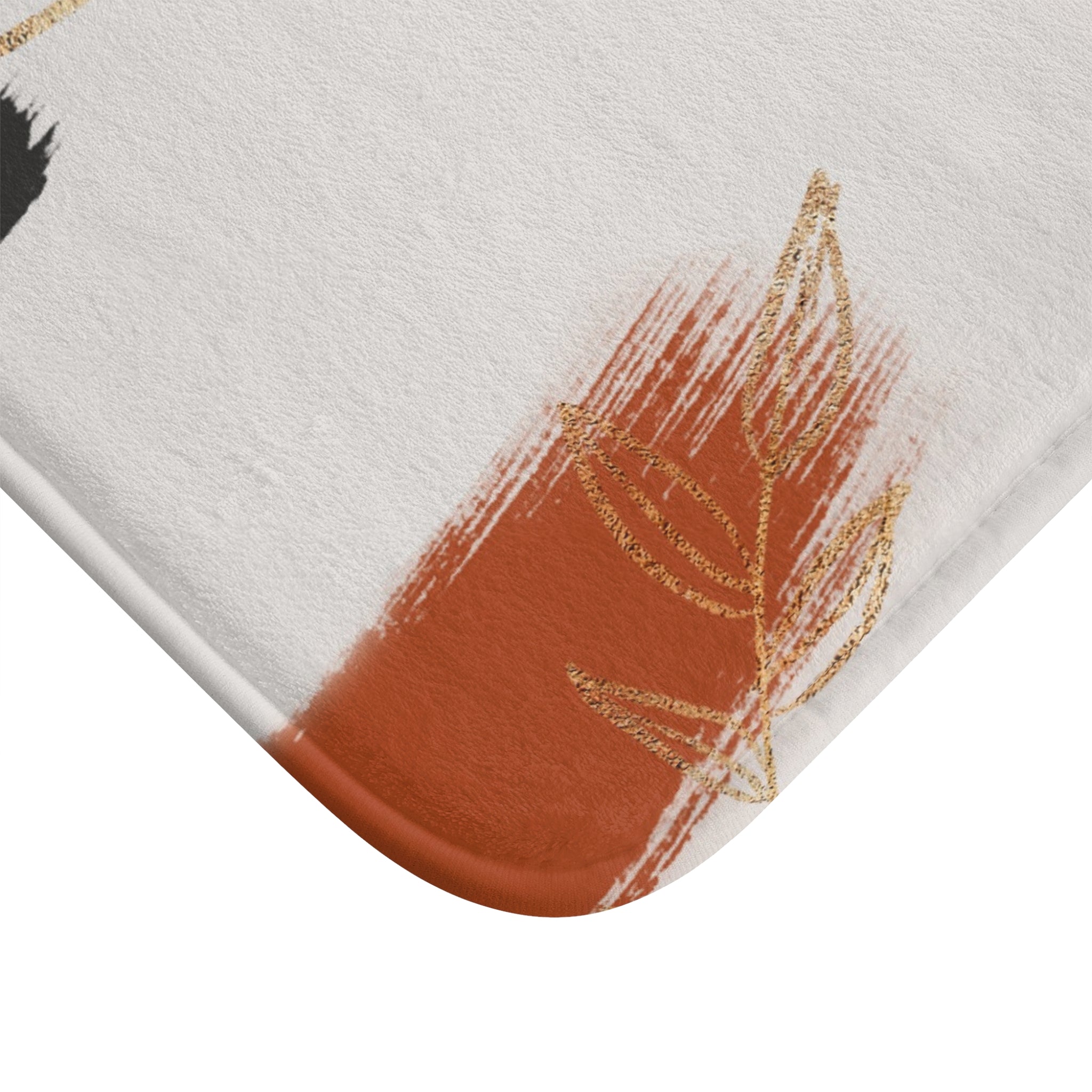Boho Bath Mat | Mid Century Earthy, Beige Rust Kitchen Mat
