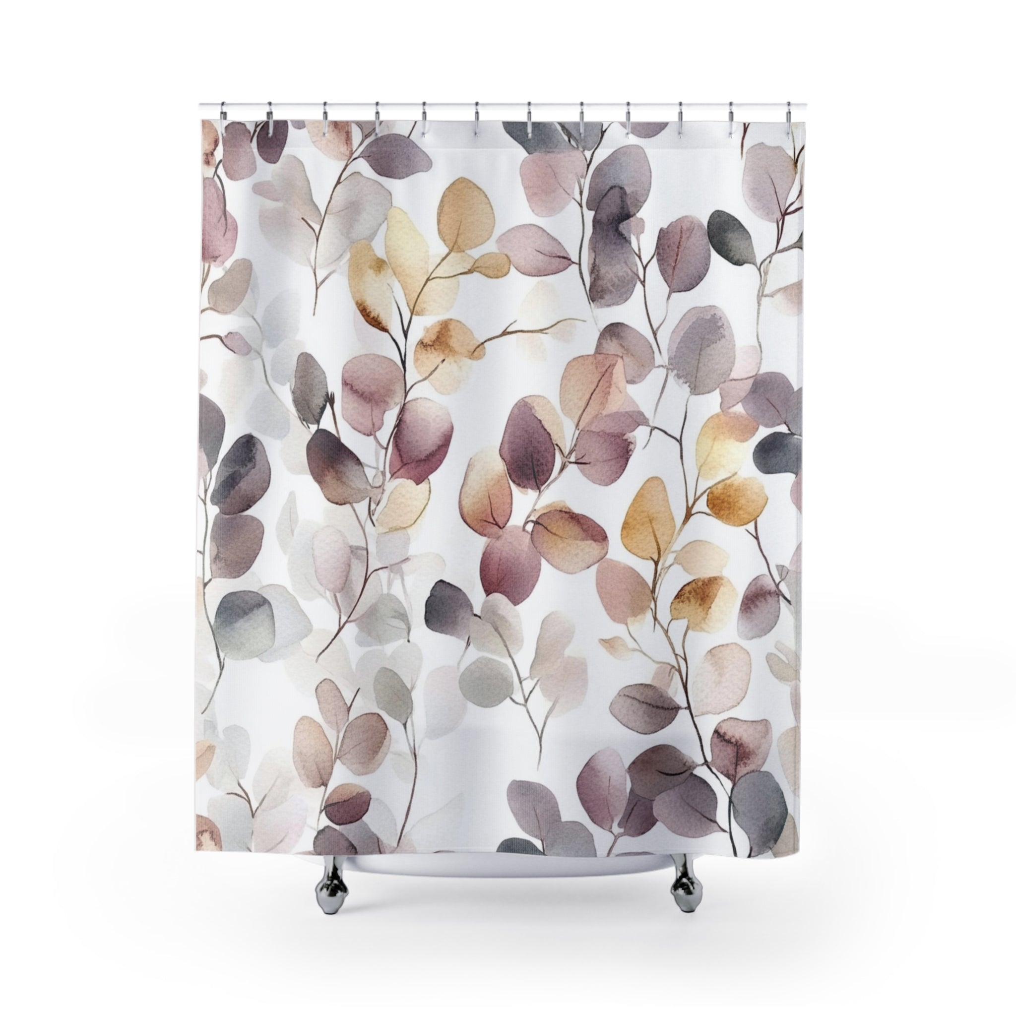 Boho Shower Curtain | Floral Leaves Abstract Fabric Curtain