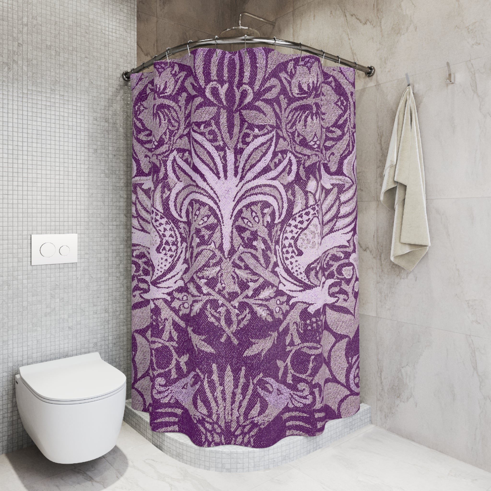Boho Shower Curtain | Vintage Purple William Morris Inspired