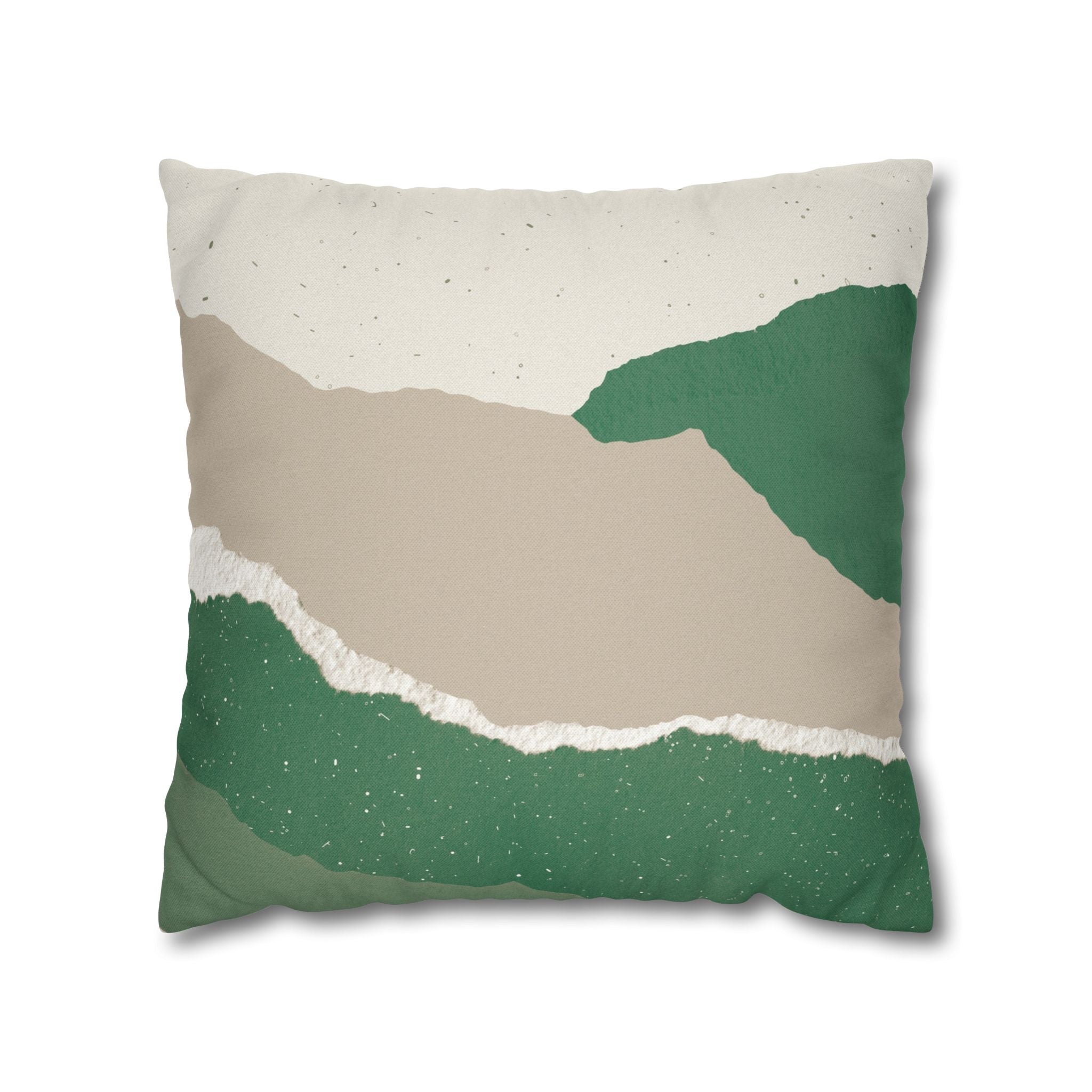 Landscape Throw Pillow Cover, Abstract Green Modern Organic Decor Cushion