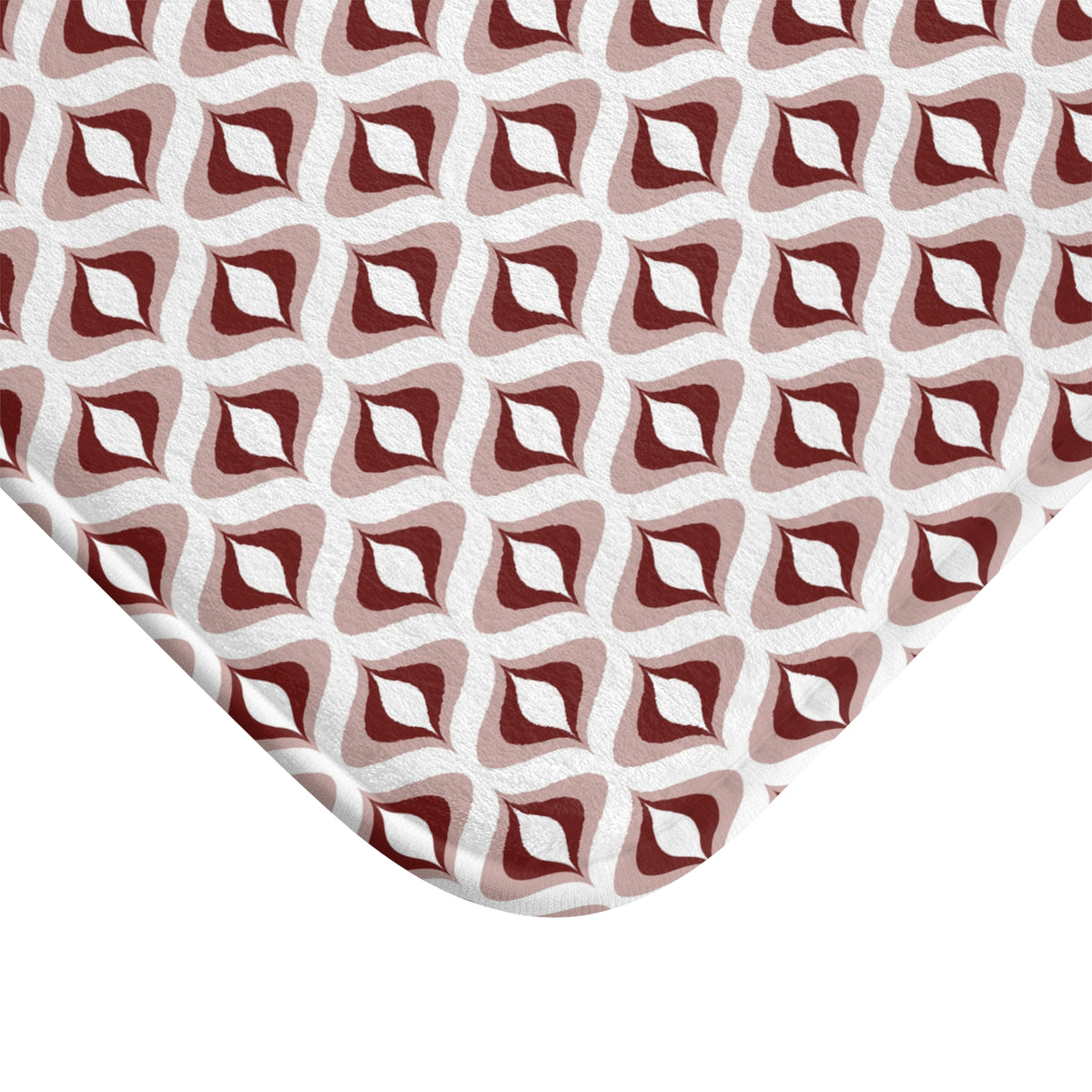 Burgundy Blush Retro Ogee Bath Mat, Art Deco Bathroom Rug