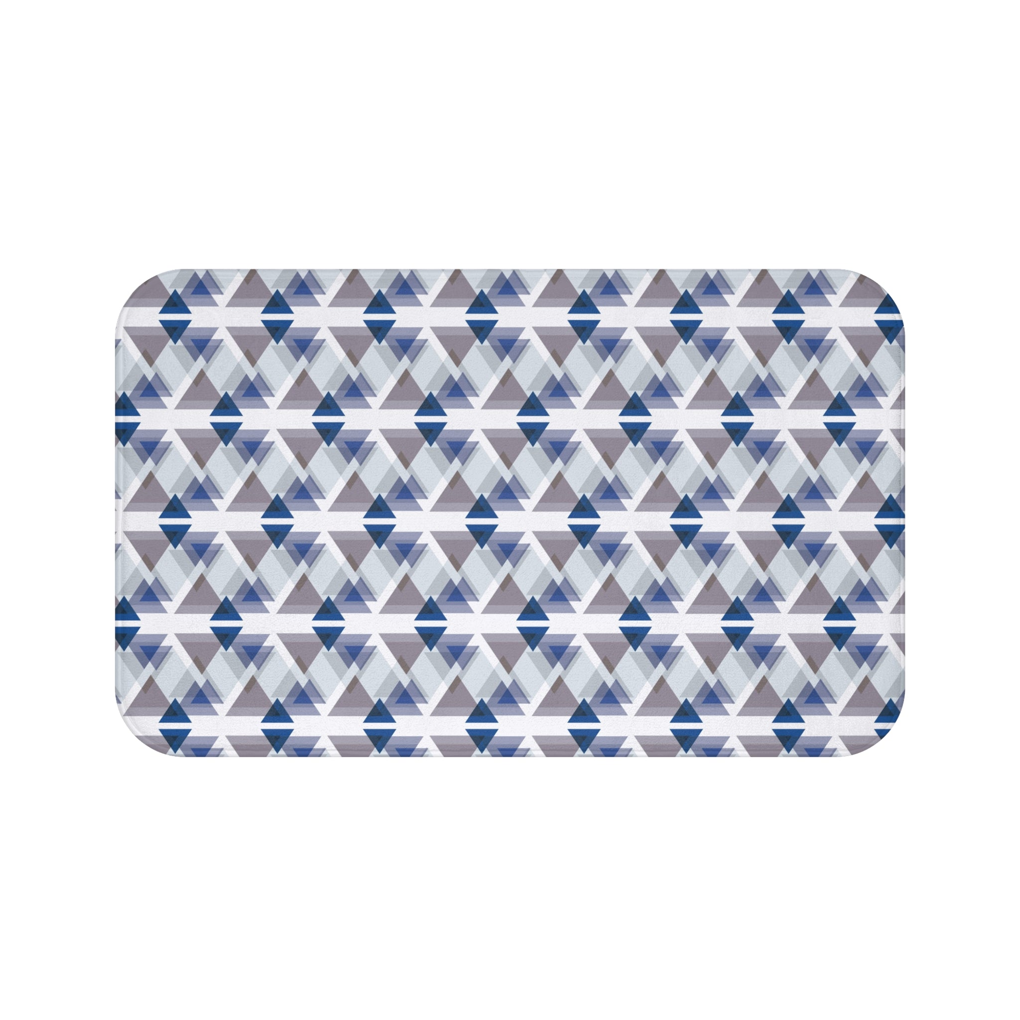 Geometric Bath Mat | Blue White Taupe Kitchen Mat