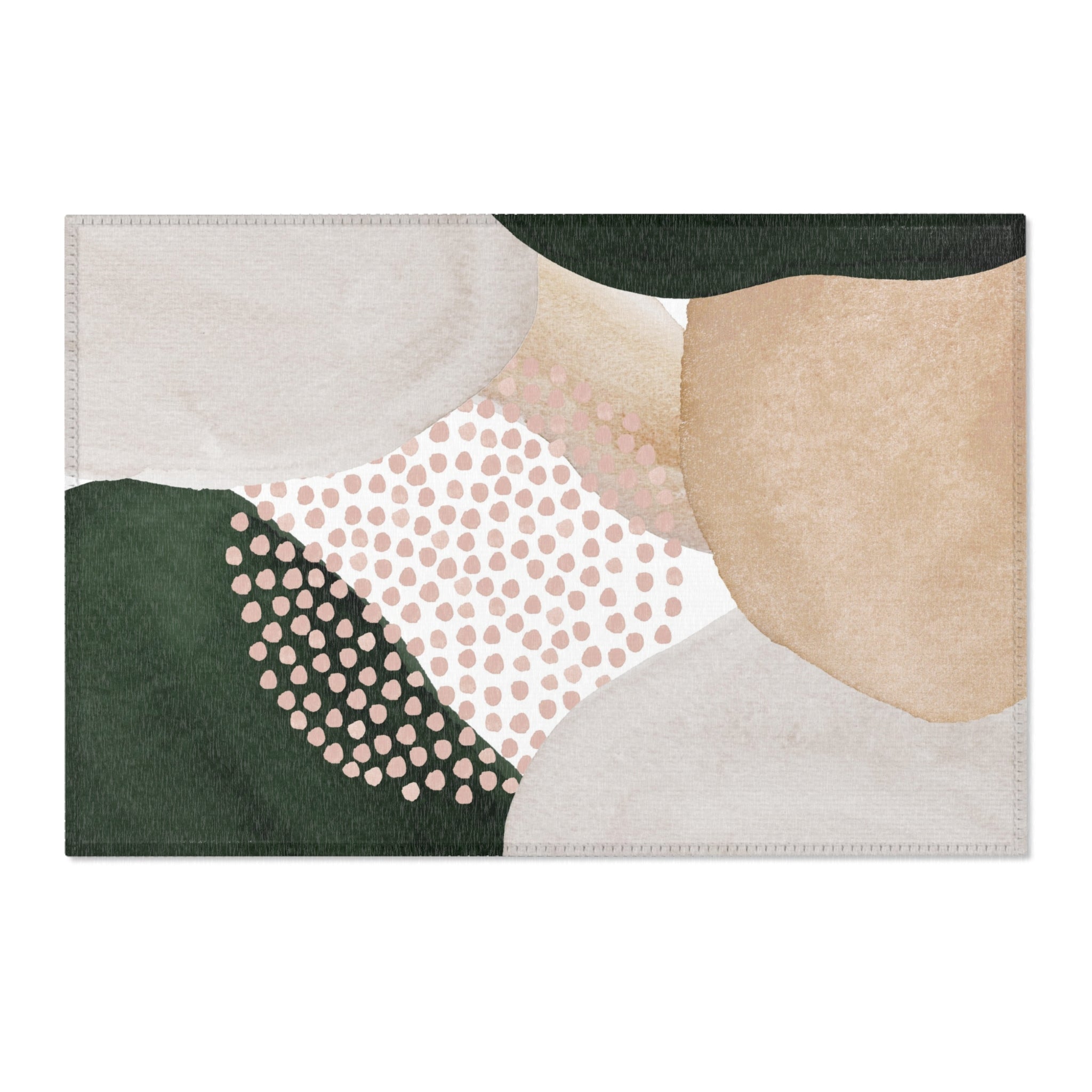 Abstract Area Rug | Beige Green Watercolor Artsy Rug