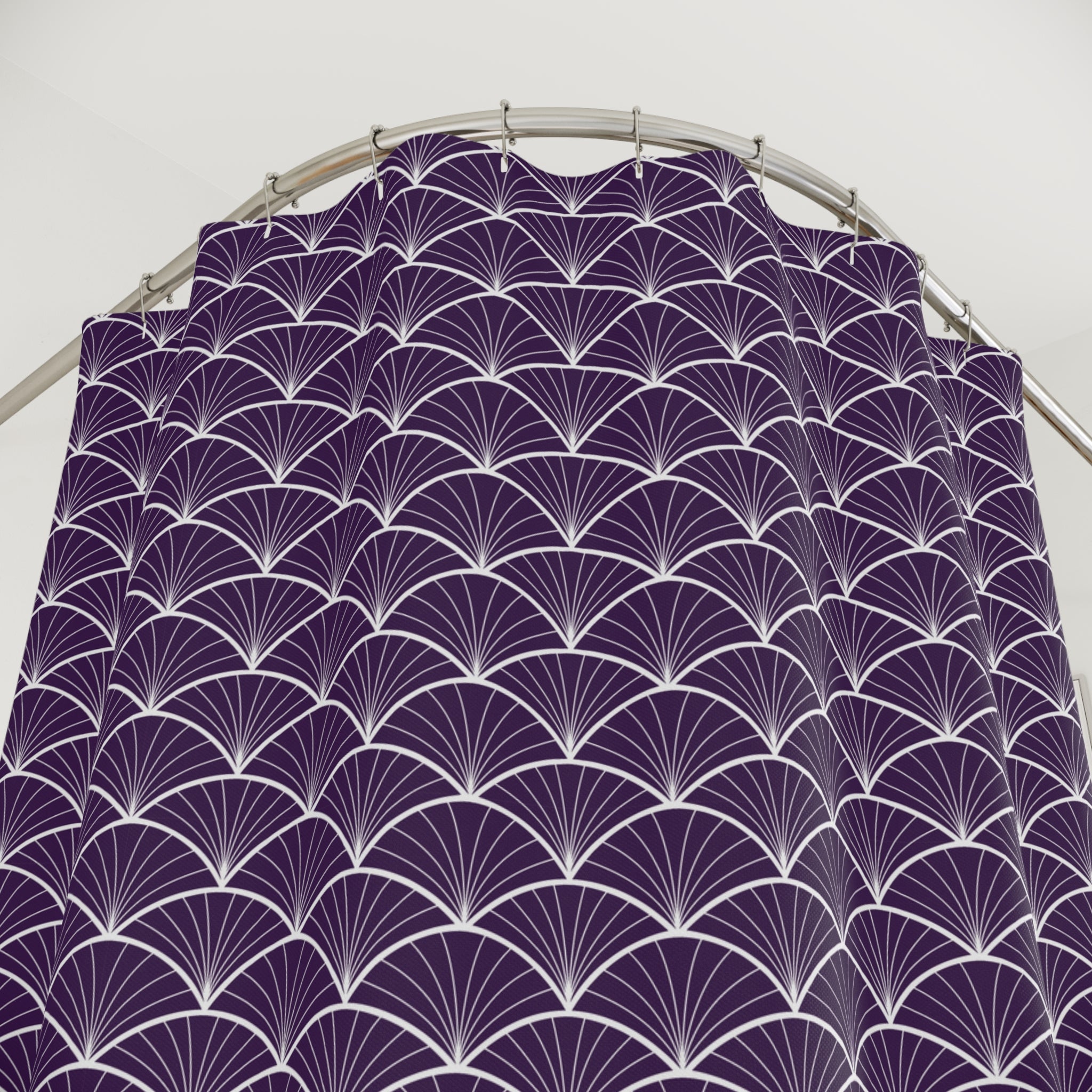 Boho Art Deco Shower Curtain | Purple White Art Nouveau