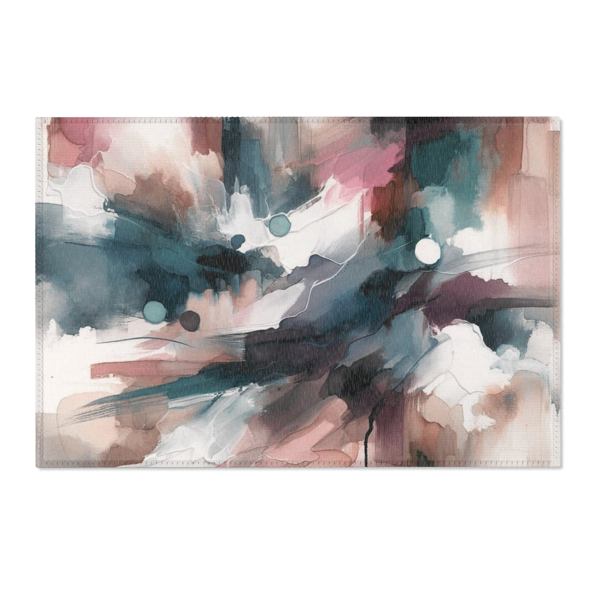 Abstract Large Area Rug | Navy Mauve Beige White