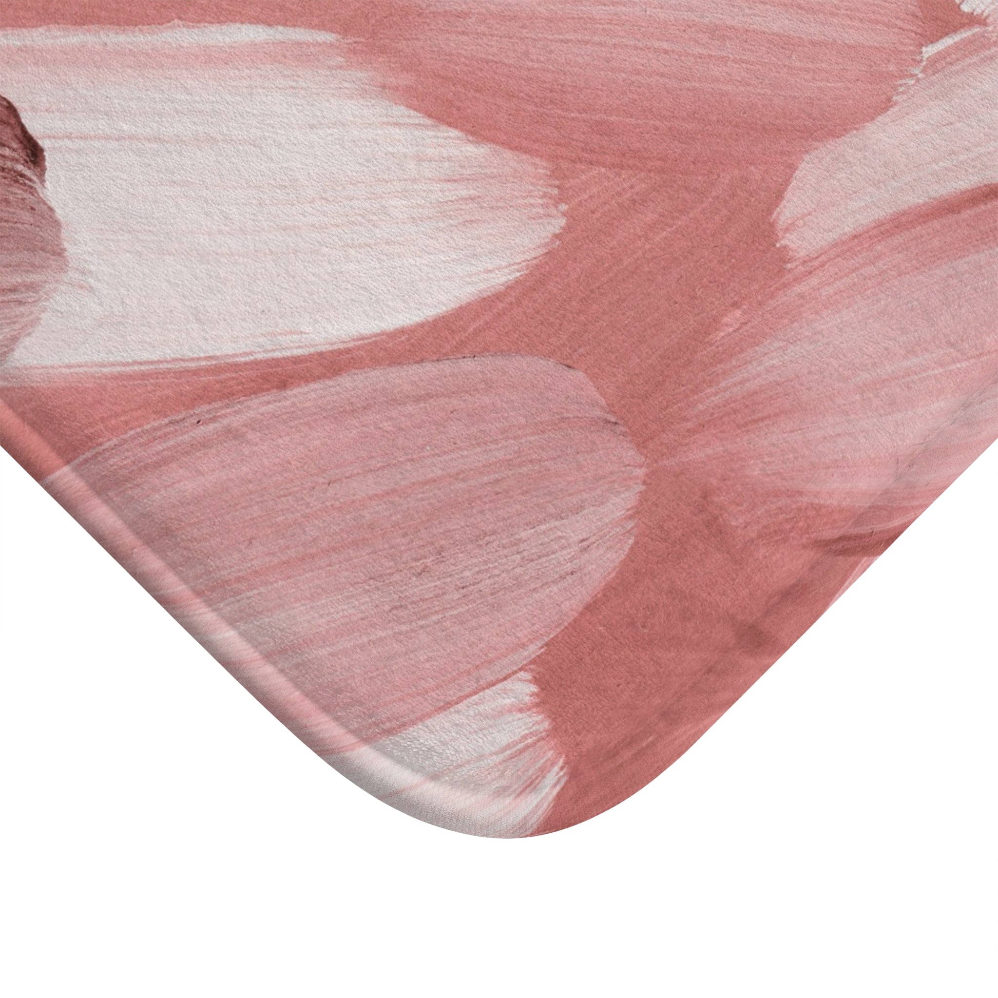 Abstract Bath Mat | Blush Rose Pink, White Kitchen Mat