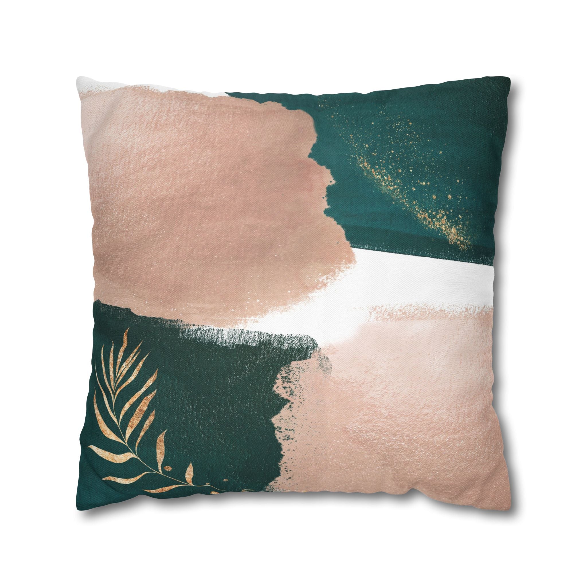 Abstract Throw Pillow Cover, Forest Green Modern Organic Decor Cushion