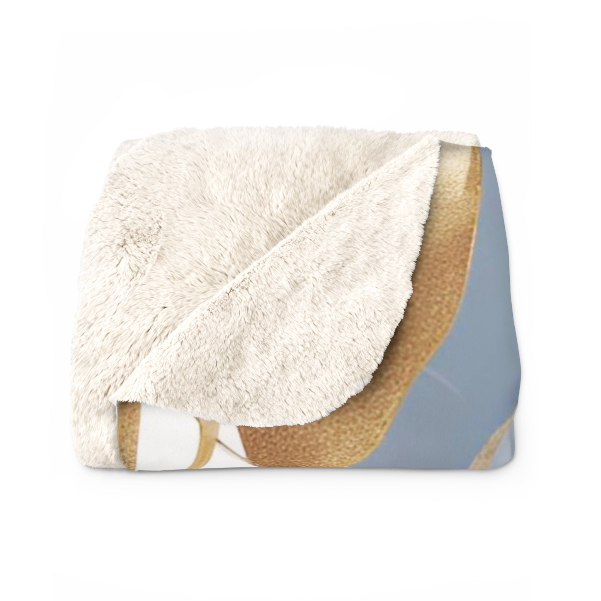 Abstract Floral Throw Blanket | Pale Blue, White Beige Leaves
