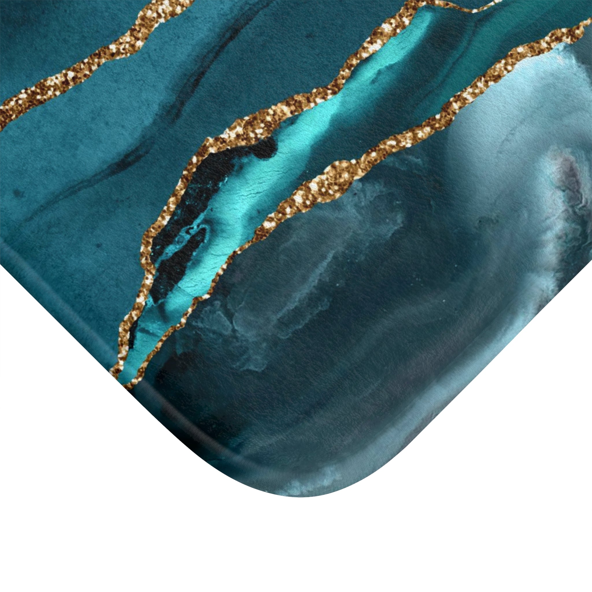 Teal Blue Bath Mat | Agate Marble Print Kitchen Mat