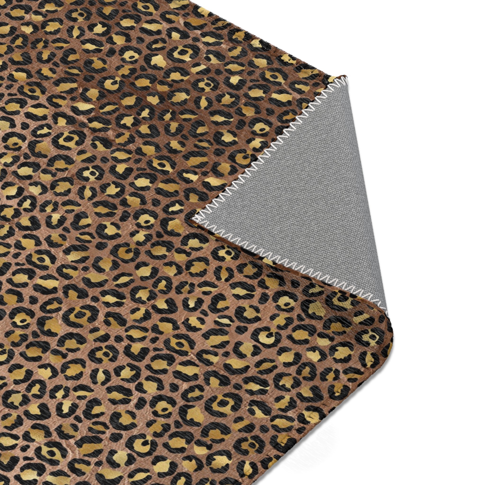 Beige Leopard Large Area Rug | Gold Mauve, Brown Animal Print