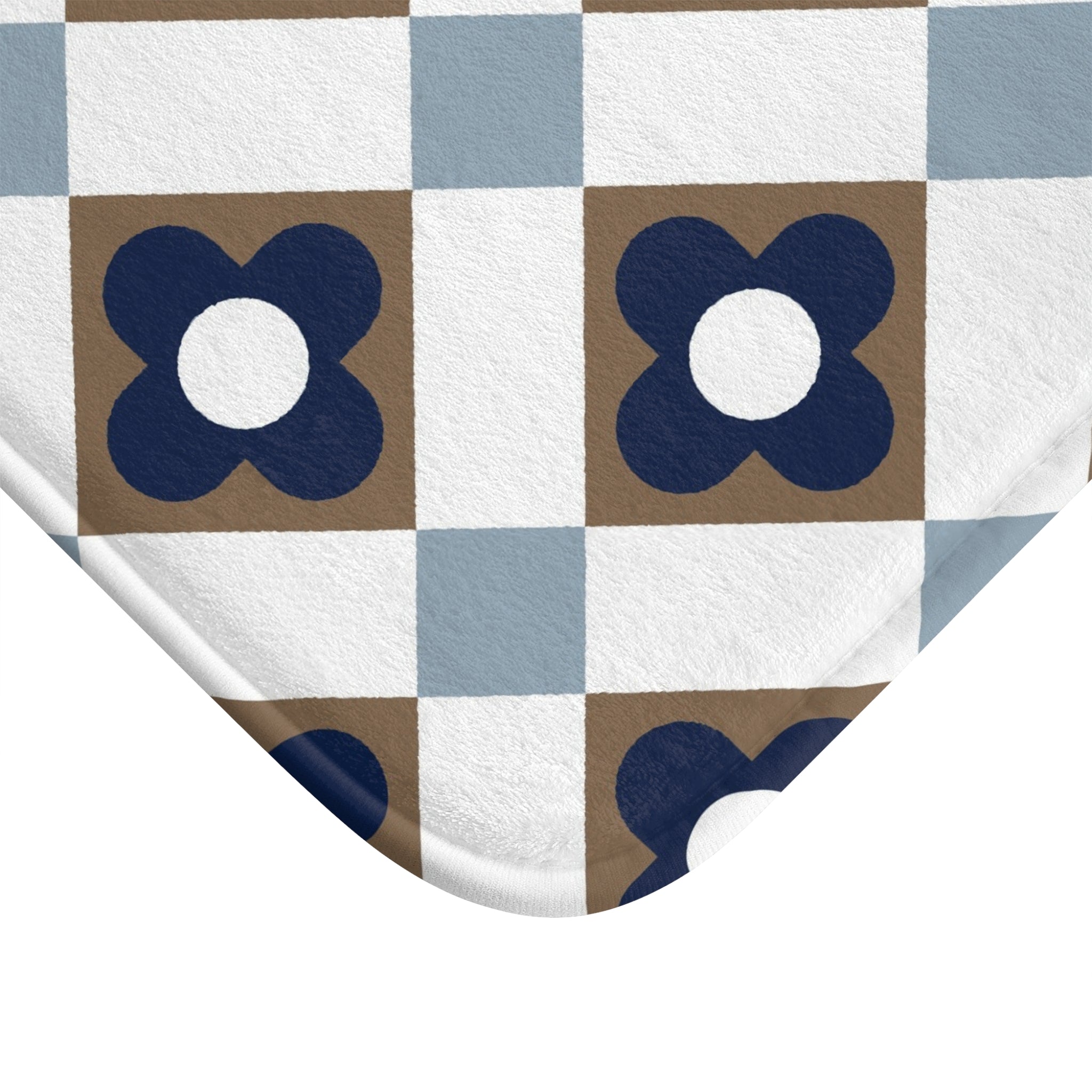 Retro Bath, Kitchen Mat | Vintage Art Deco, Nouveau Blue, Beige White