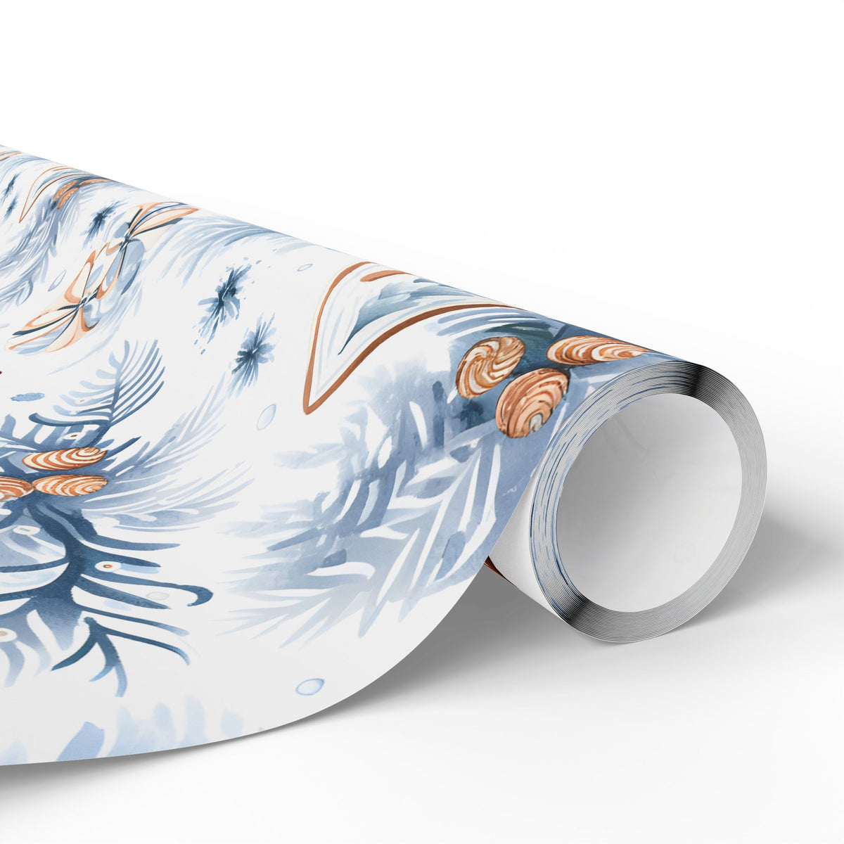 Blue Pine Gingerbread Winter Wrapping Paper, Christmas Gift Wrap
