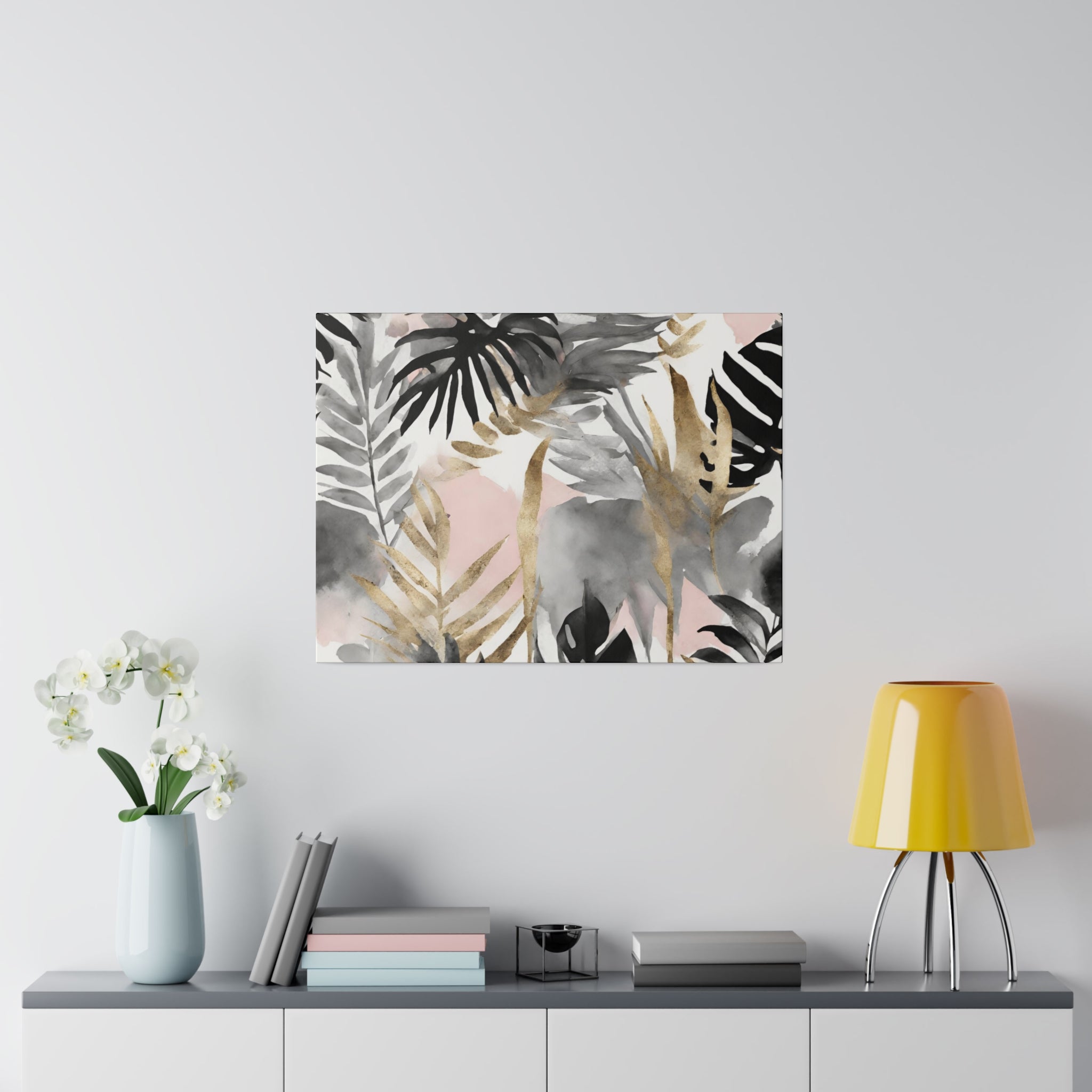 Floral Canvas Wall Art | Black Grey Pink Wall Artwork